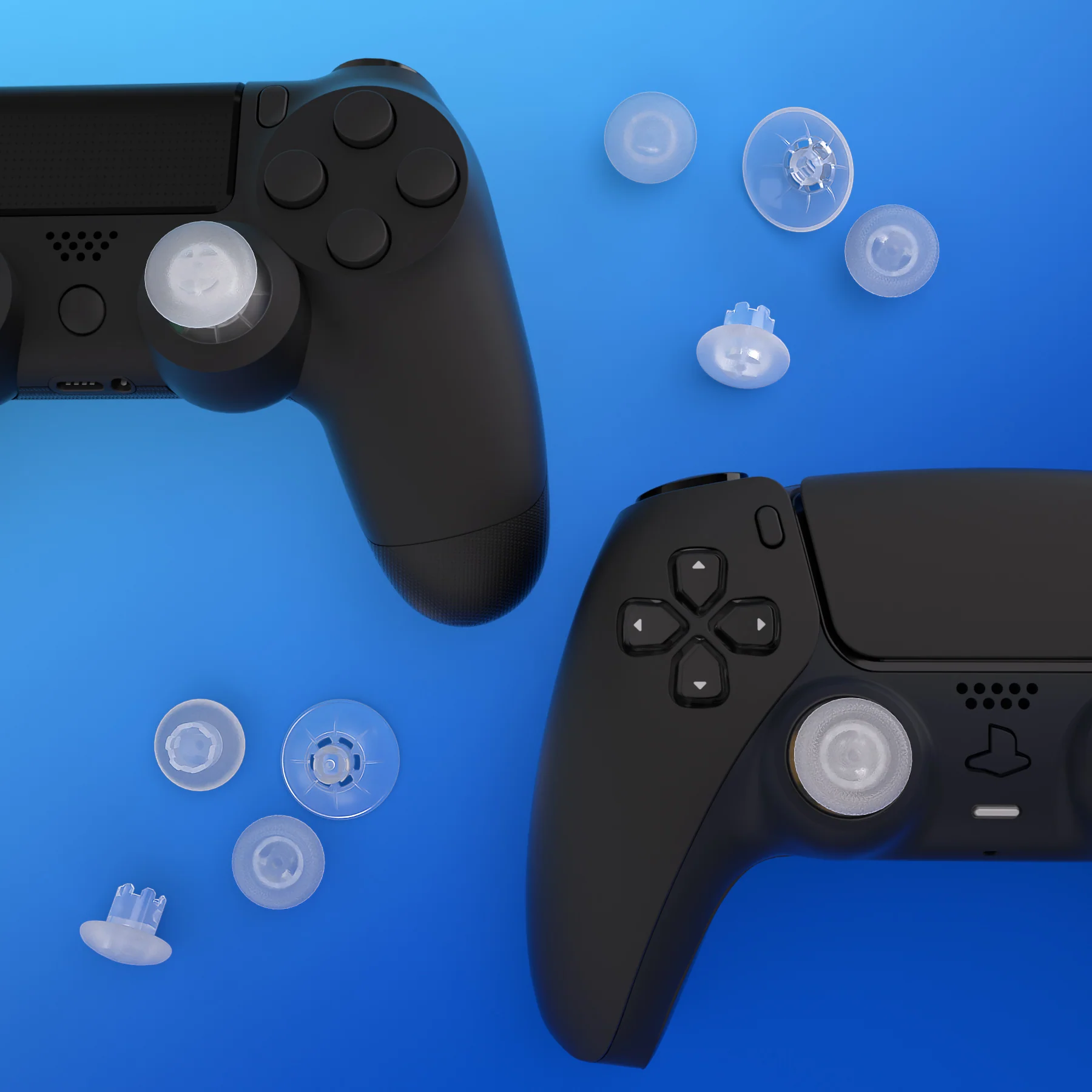 eXtremeRate EDGE Sticks Replacement Interchangeable Thumbsticks for PS5 & PS4 All Model Controllers - Clear - Image 9