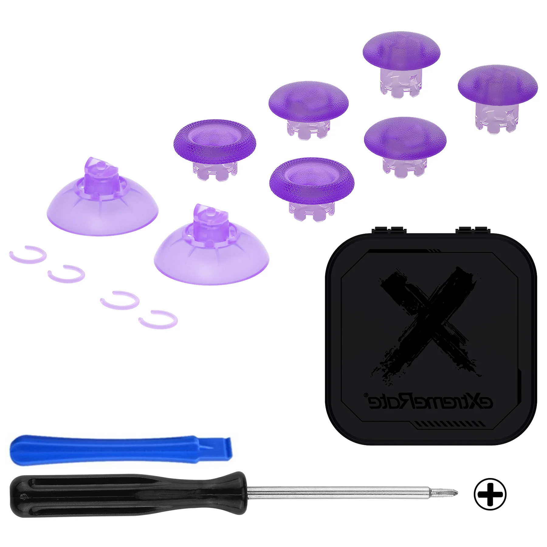 eXtremeRate EDGE Sticks Replacement Interchangeable Thumbsticks for PS5 & PS4 All Model Controllers - Clear Atomic Purple - Image 2