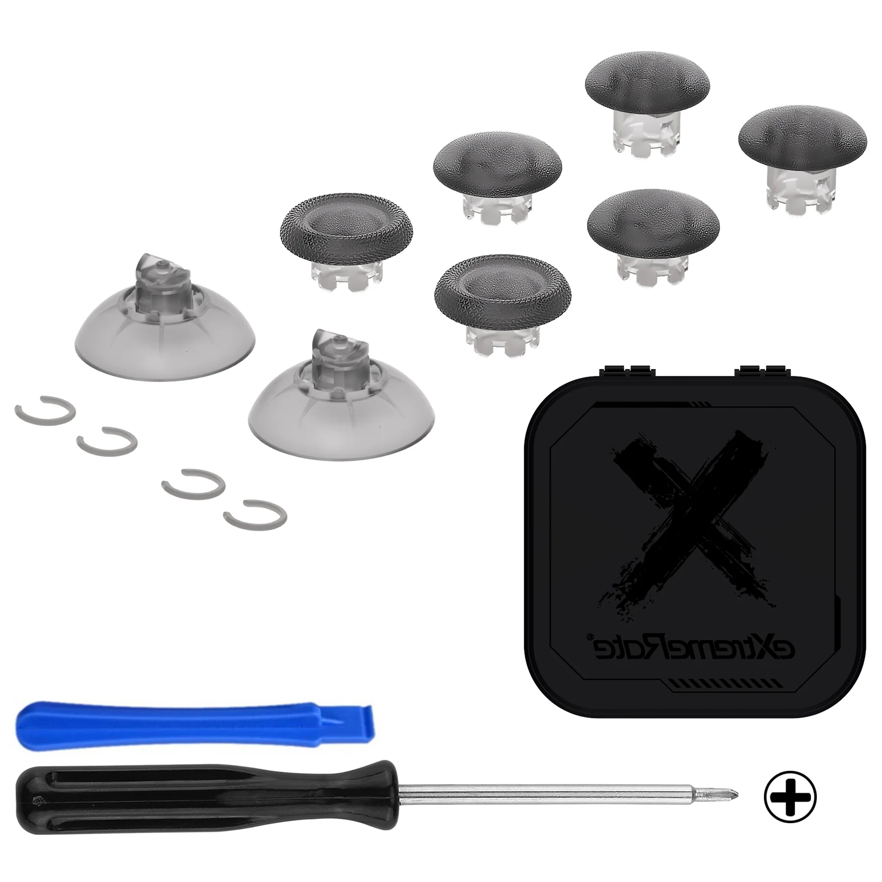eXtremeRate EDGE Sticks Replacement Interchangeable Thumbsticks for PS5 & PS4 All Model Controllers - Clear Black - Image 2