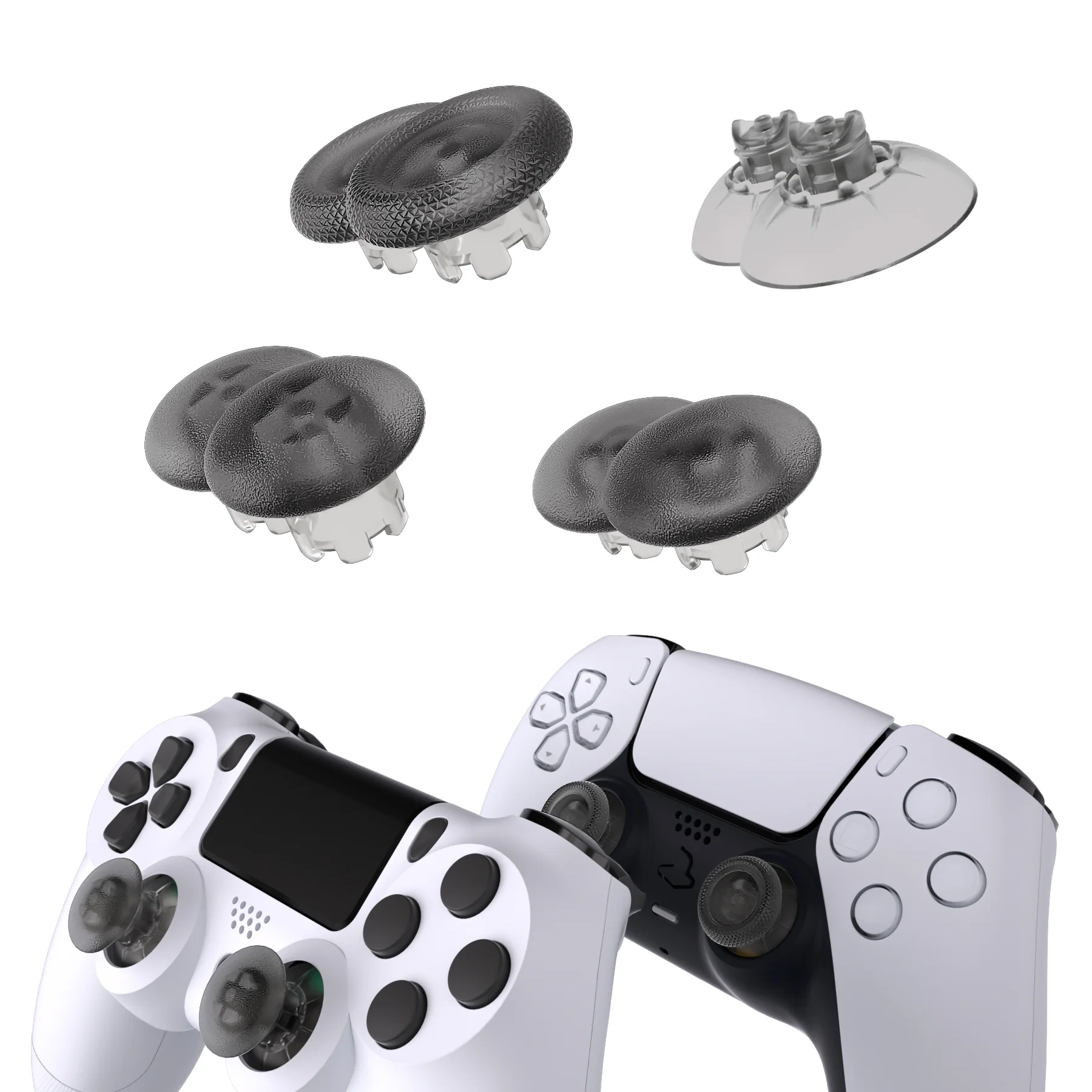 eXtremeRate EDGE Sticks Replacement Interchangeable Thumbsticks for PS5 & PS4 All Model Controllers - Clear Black - Image 4
