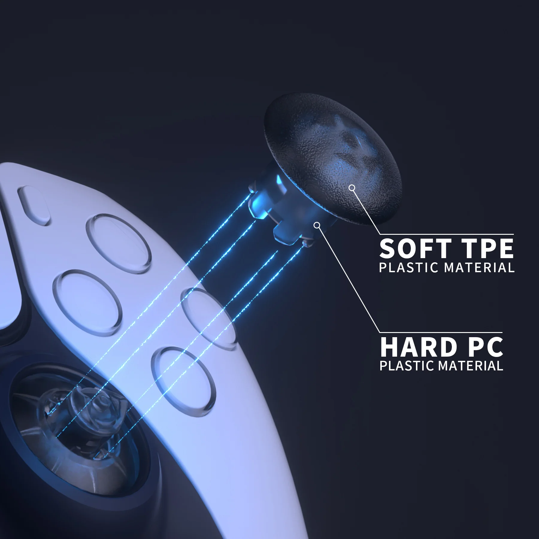 eXtremeRate EDGE Sticks Replacement Interchangeable Thumbsticks for PS5 & PS4 All Model Controllers - Clear Black - Image 7