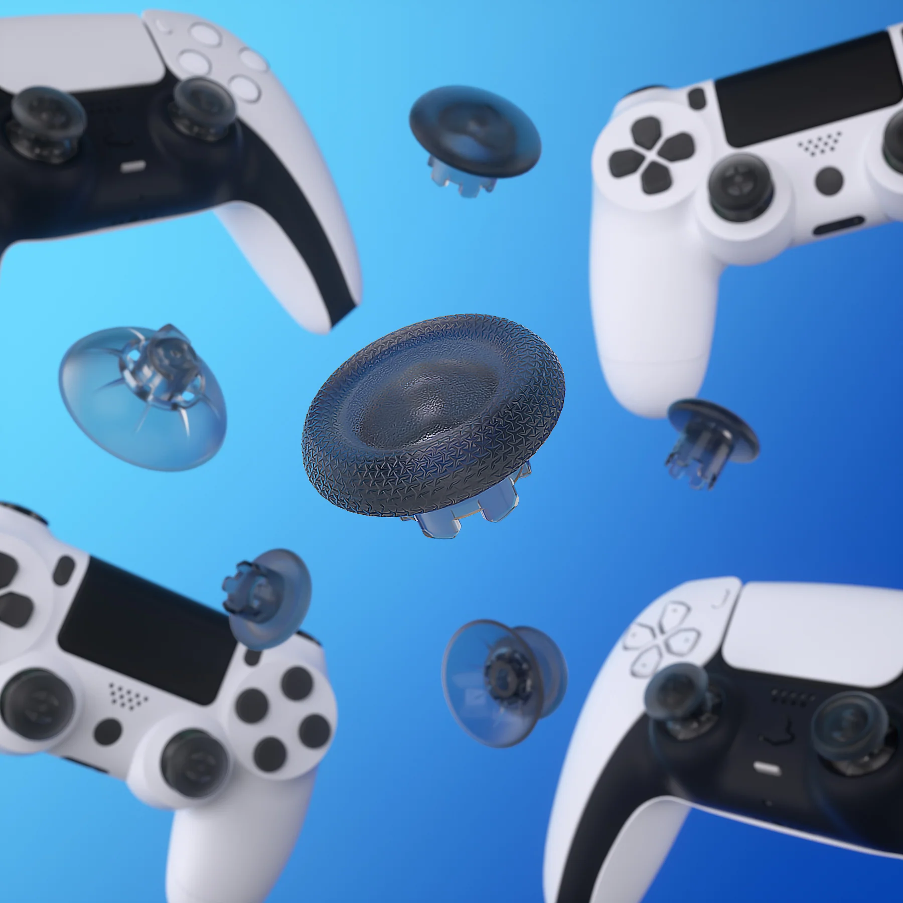 eXtremeRate EDGE Sticks Replacement Interchangeable Thumbsticks for PS5 & PS4 All Model Controllers - Clear Black - Image 8