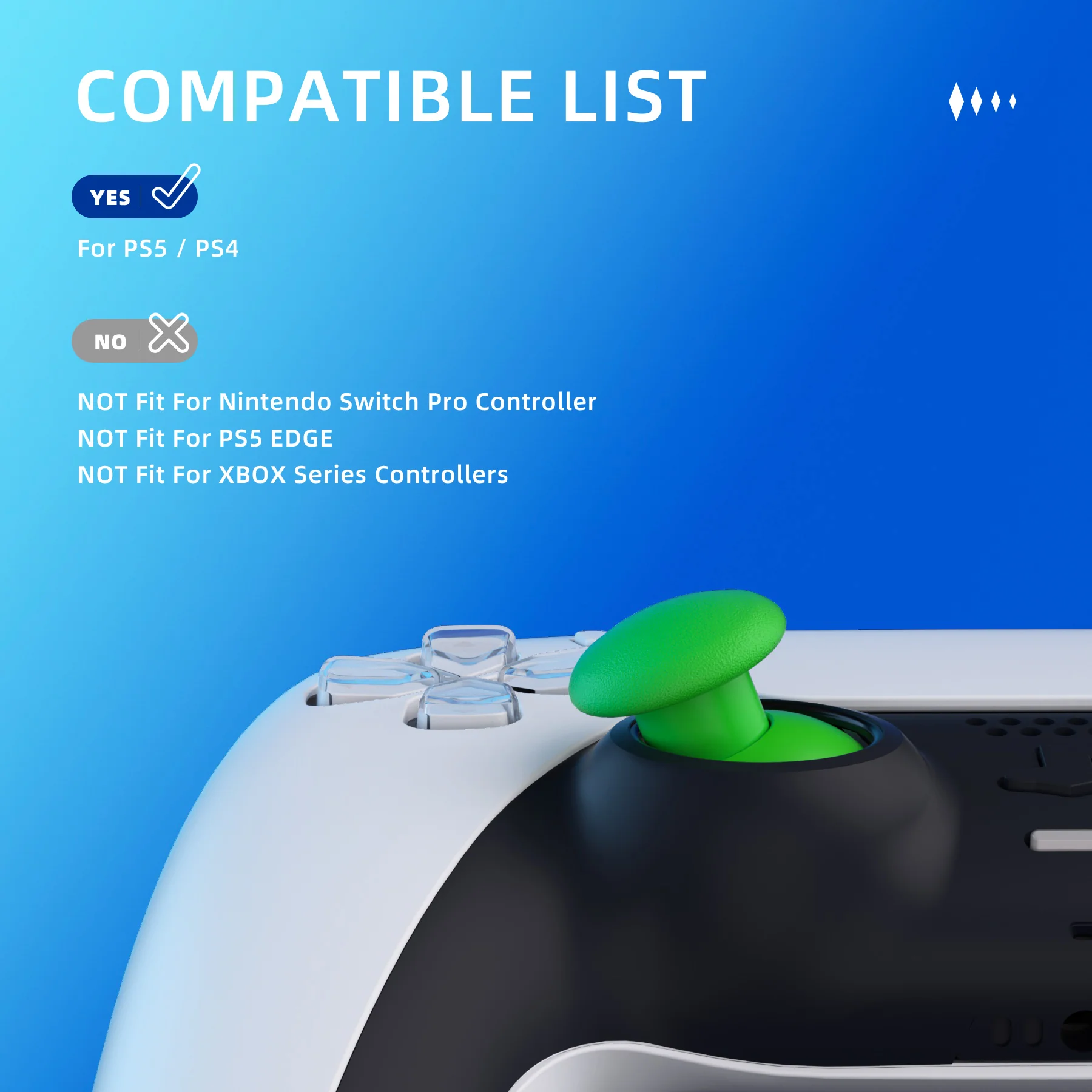 eXtremeRate EDGE Sticks Replacement Interchangeable Thumbsticks for PS5 & PS4 All Model Controllers - Green - Image 5