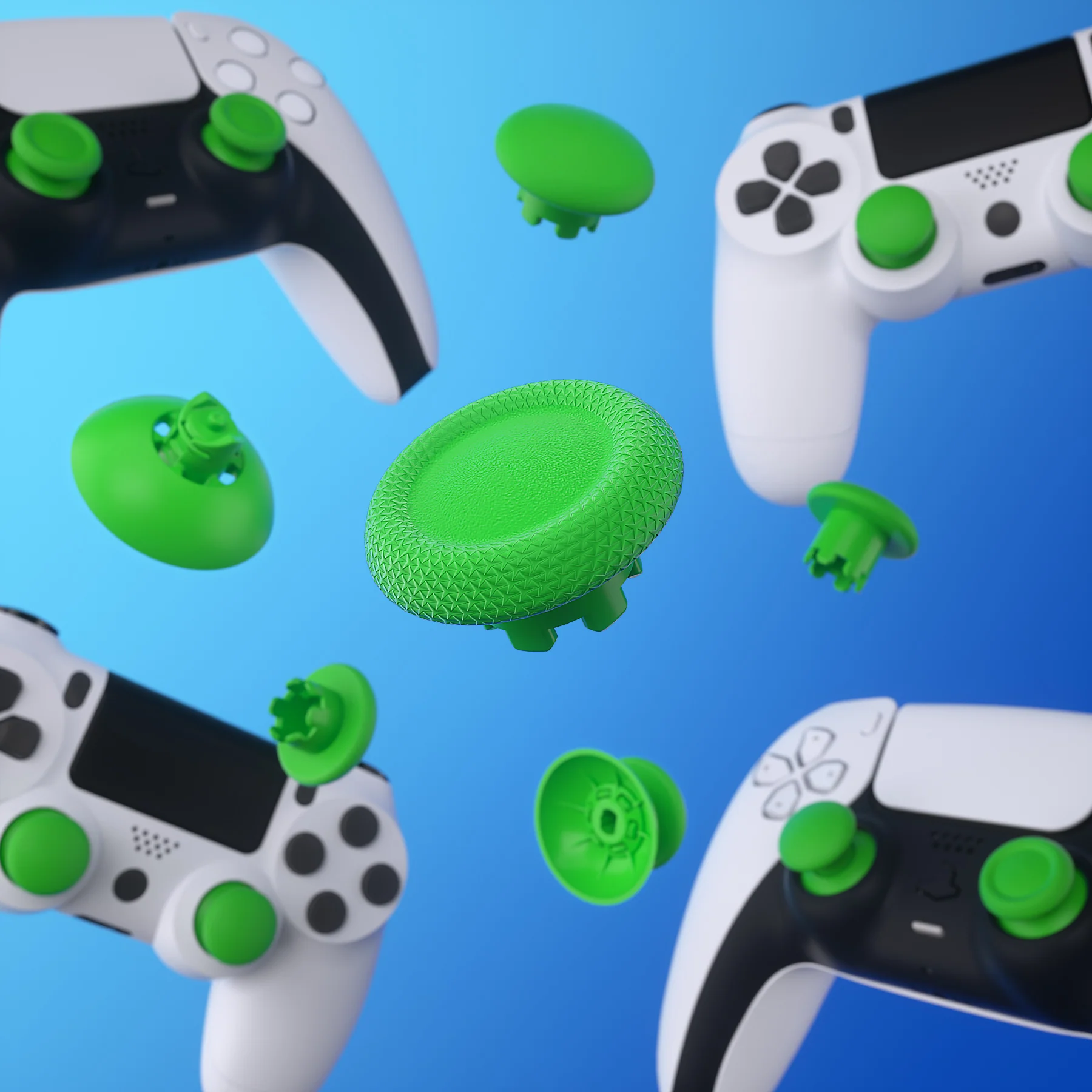 eXtremeRate EDGE Sticks Replacement Interchangeable Thumbsticks for PS5 & PS4 All Model Controllers - Green - Image 8