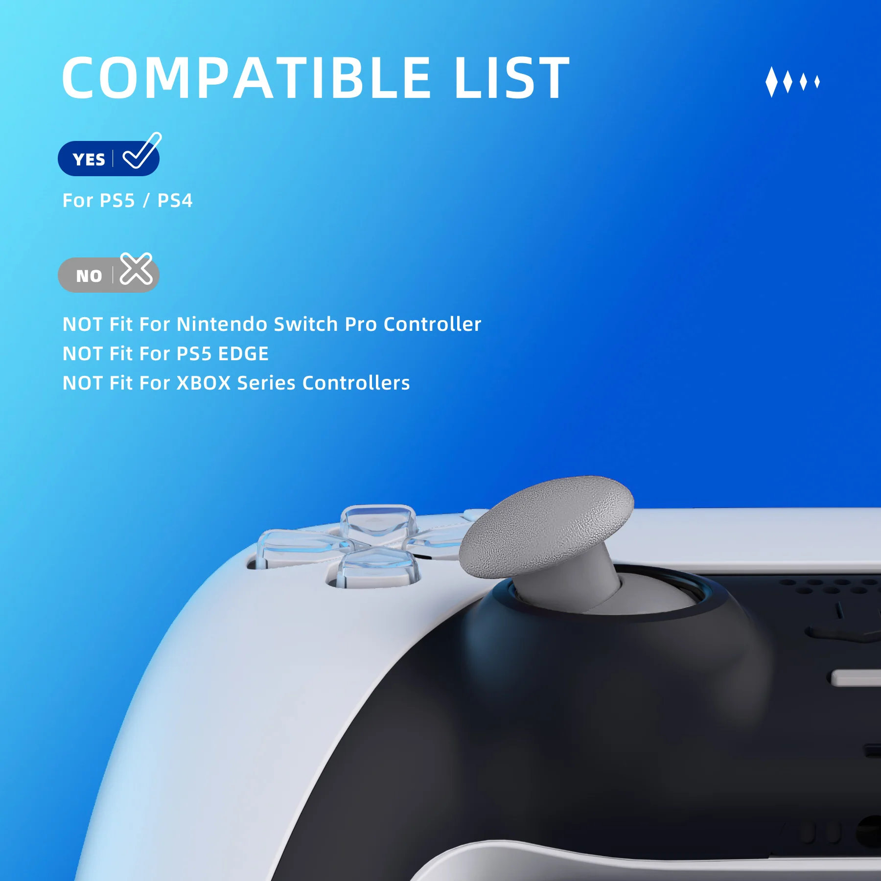 eXtremeRate EDGE Sticks Replacement Interchangeable Thumbsticks for PS5 & PS4 All Model Controllers - New Hope Gray - Image 5