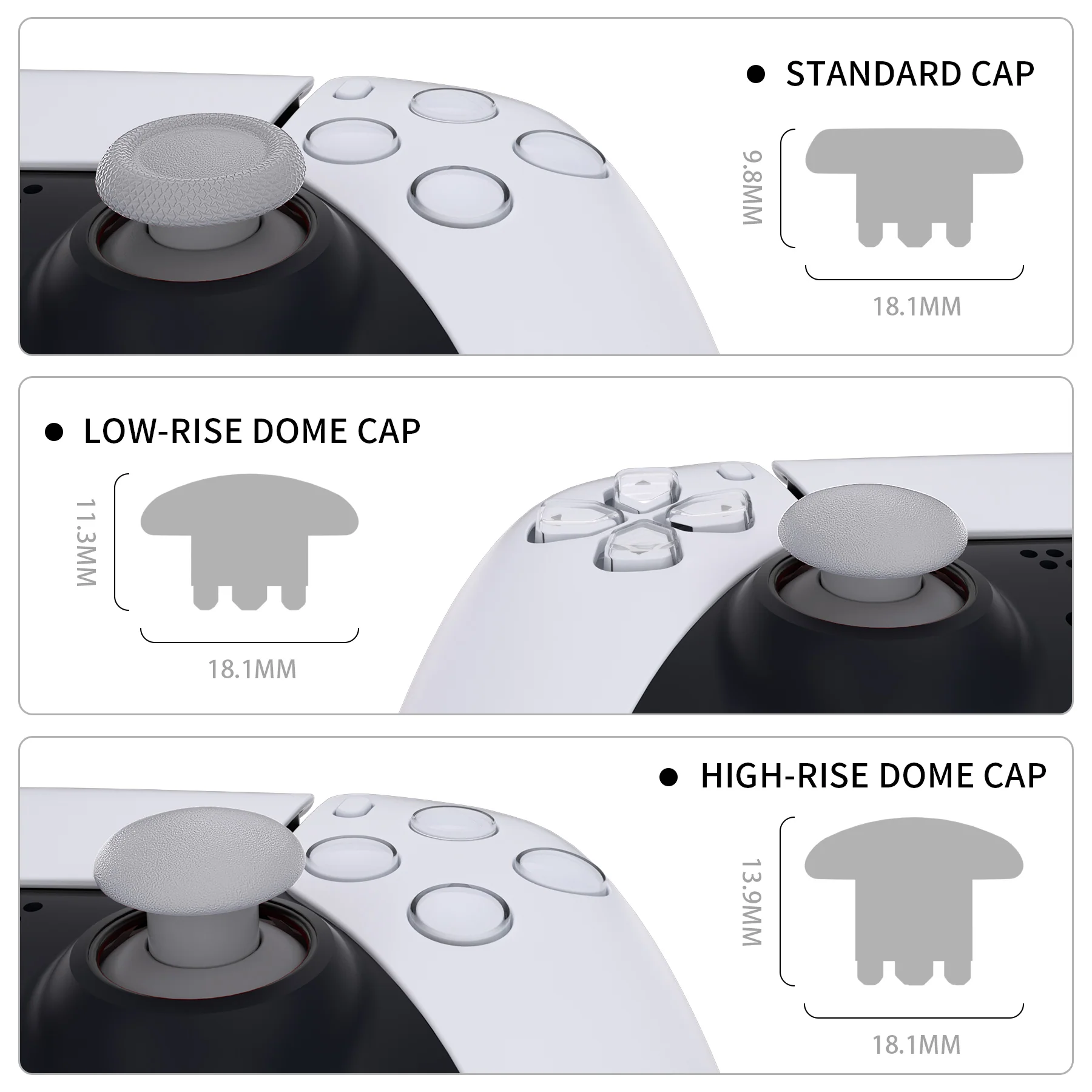 eXtremeRate EDGE Sticks Replacement Interchangeable Thumbsticks for PS5 & PS4 All Model Controllers - New Hope Gray - Image 6