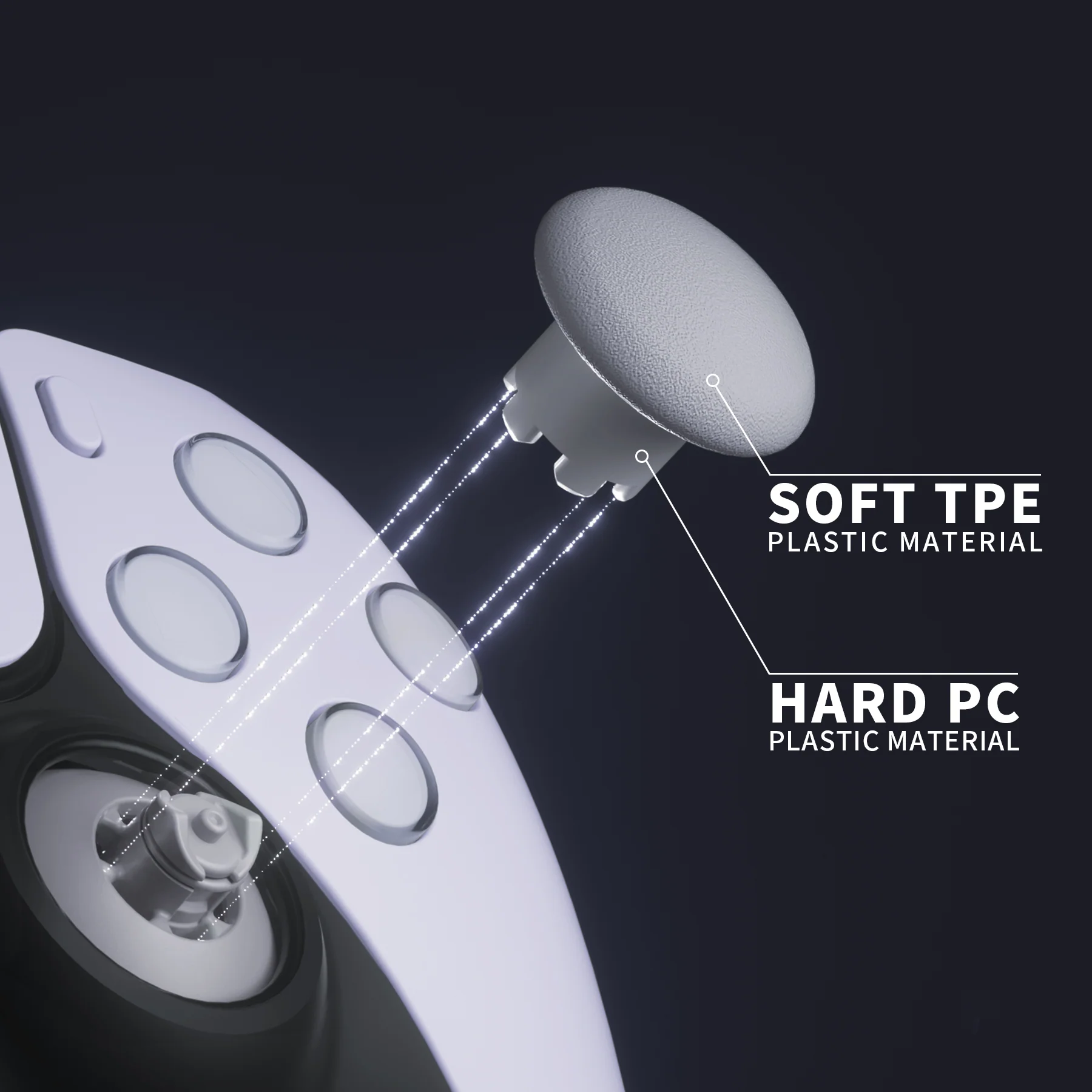 eXtremeRate EDGE Sticks Replacement Interchangeable Thumbsticks for PS5 & PS4 All Model Controllers - New Hope Gray - Image 7
