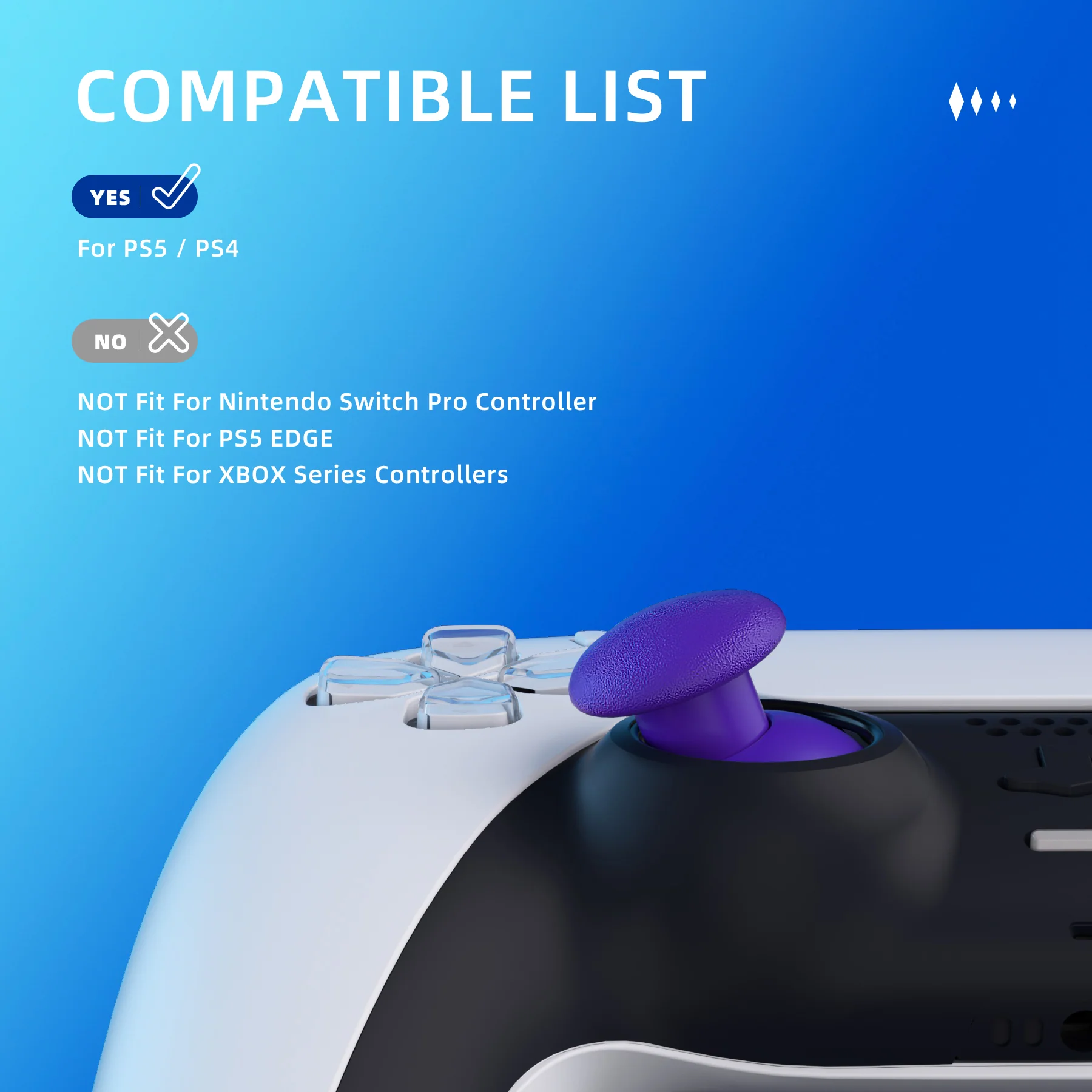 eXtremeRate EDGE Sticks Replacement Interchangeable Thumbsticks for PS5 & PS4 All Model Controllers - Purple - Image 5
