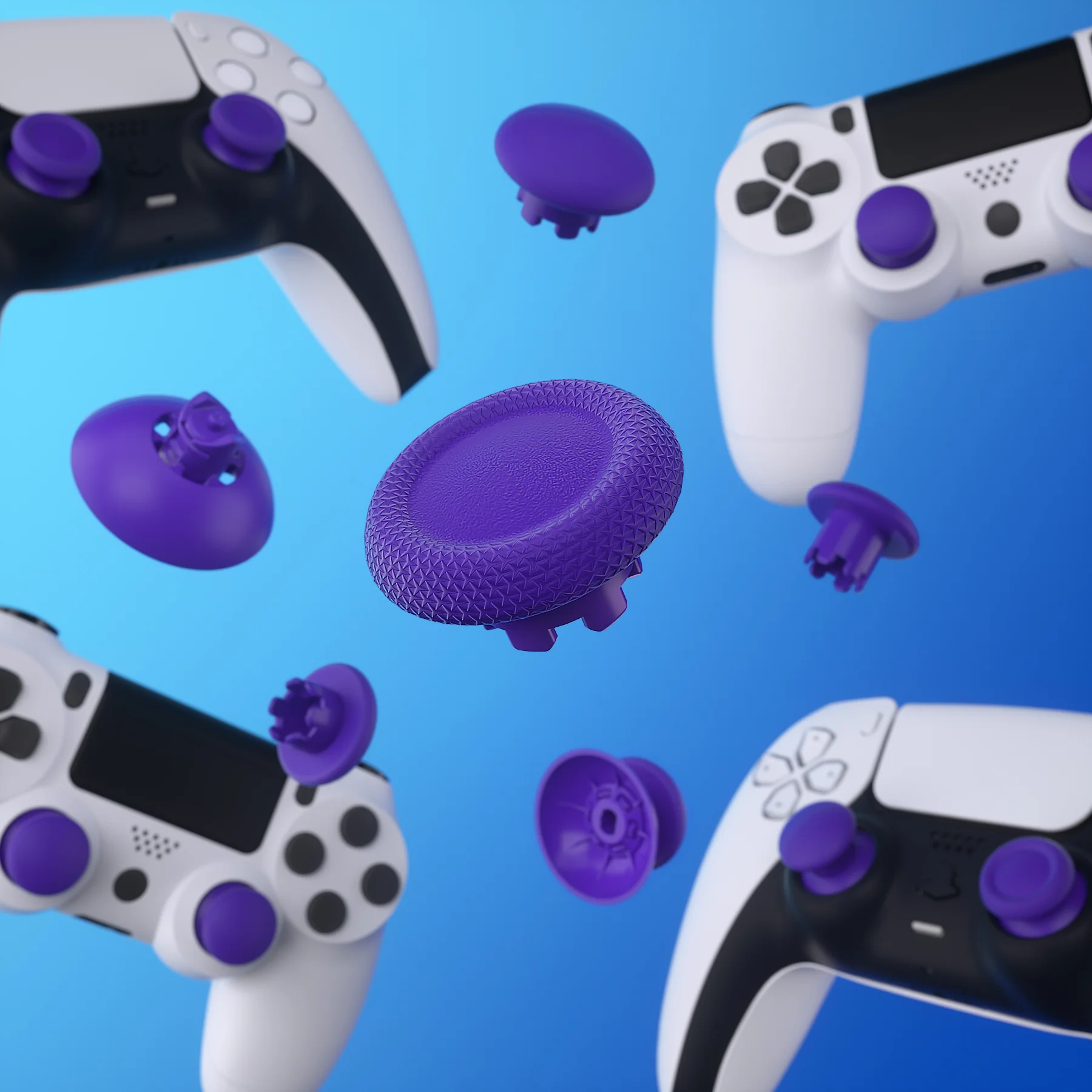eXtremeRate EDGE Sticks Replacement Interchangeable Thumbsticks for PS5 & PS4 All Model Controllers - Purple - Image 8