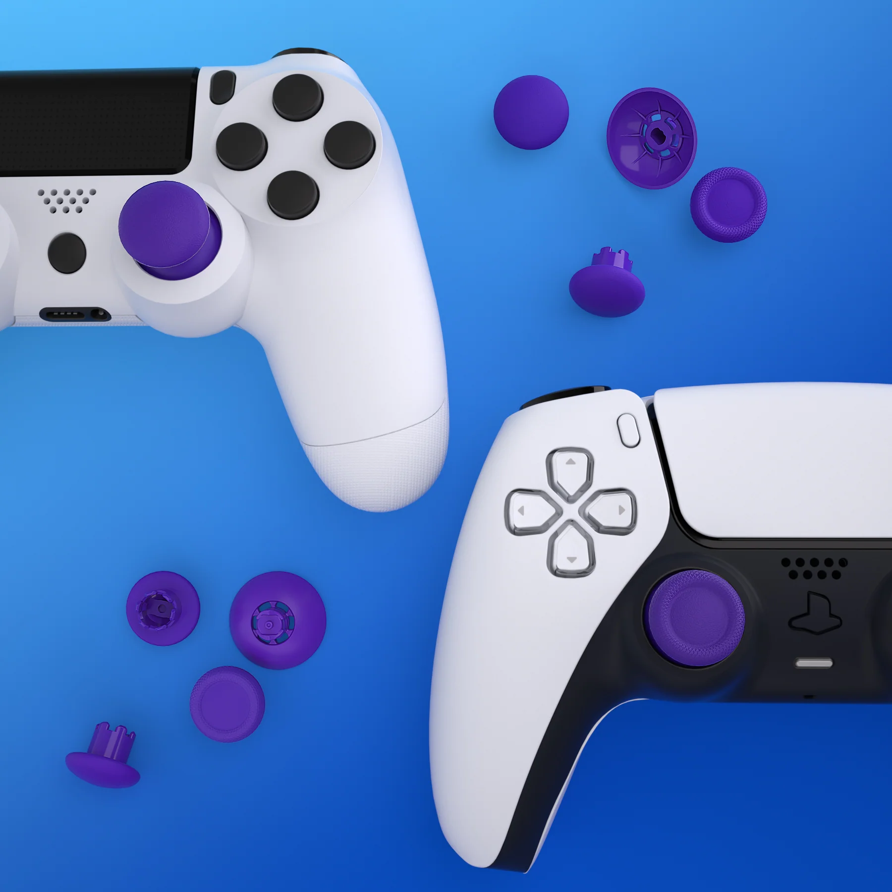 eXtremeRate EDGE Sticks Replacement Interchangeable Thumbsticks for PS5 & PS4 All Model Controllers - Purple - Image 9