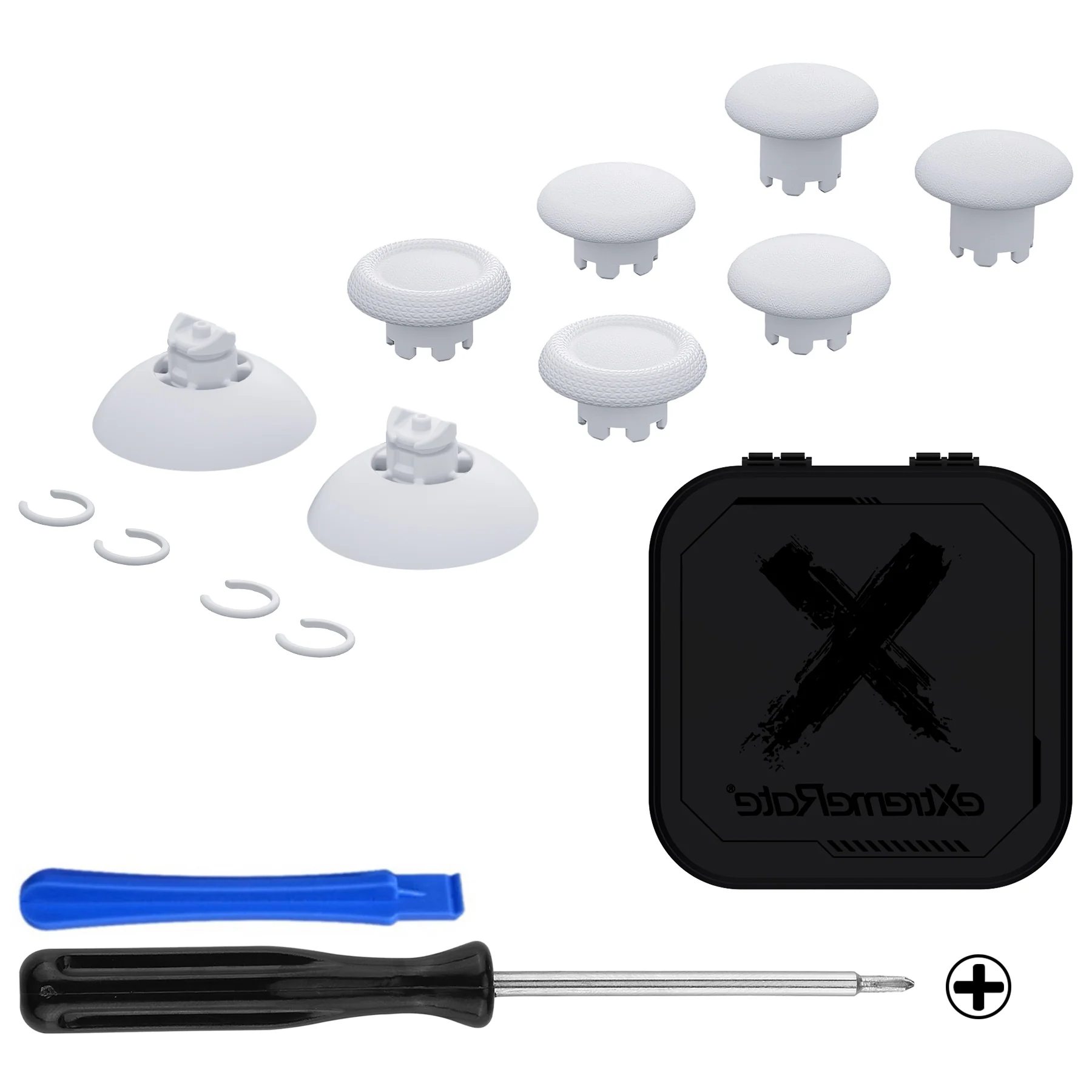 eXtremeRate EDGE Sticks Replacement Interchangeable Thumbsticks for PS5 & PS4 All Model Controllers - Robot White - Image 2