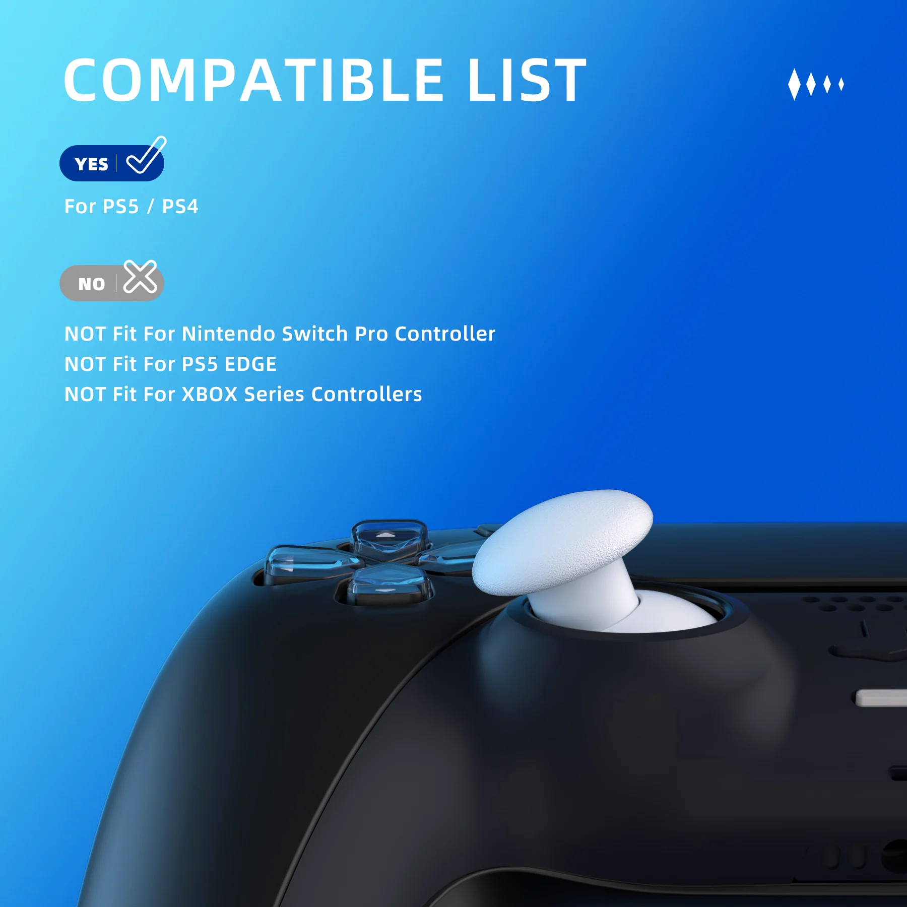 eXtremeRate EDGE Sticks Replacement Interchangeable Thumbsticks for PS5 & PS4 All Model Controllers - Robot White - Image 5