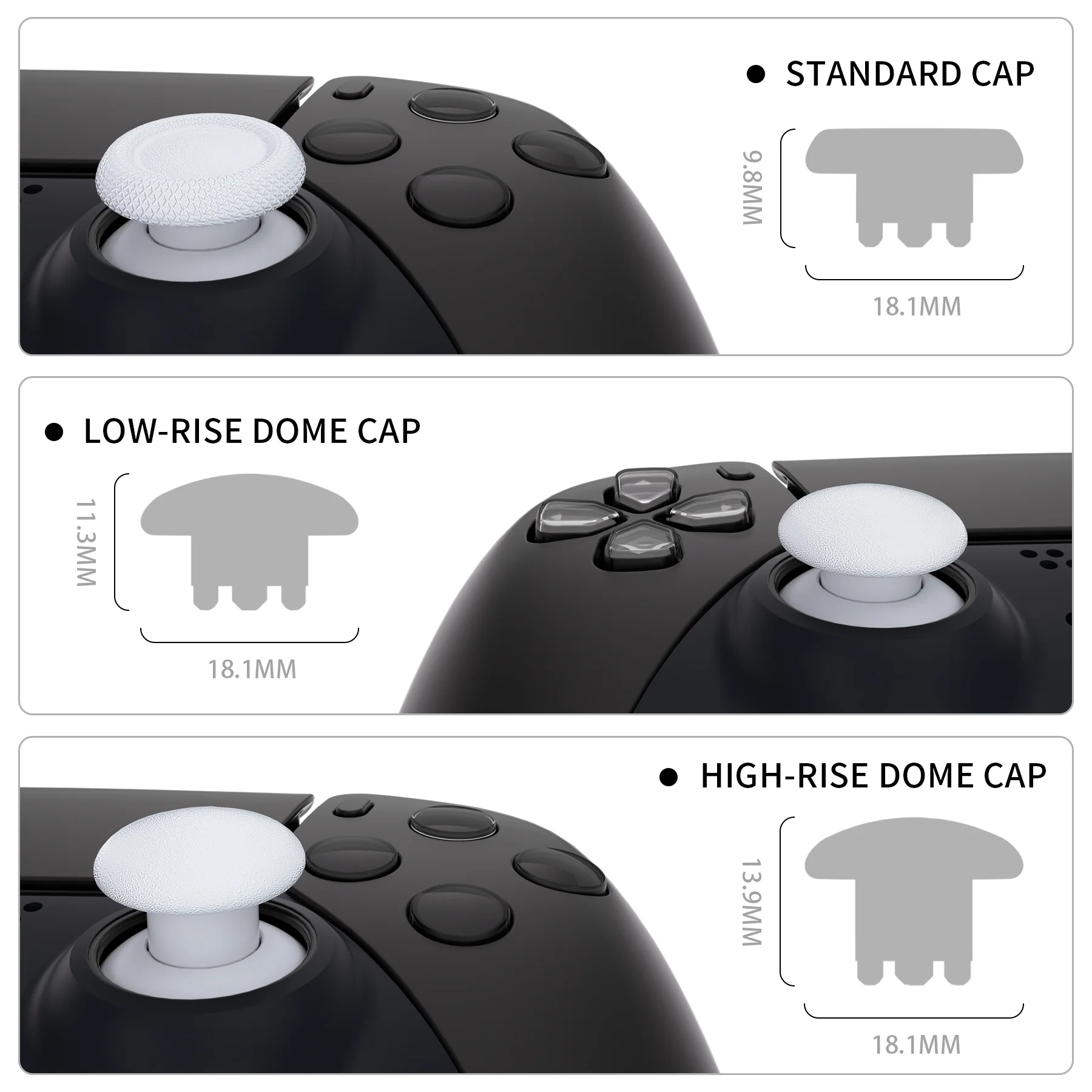 eXtremeRate EDGE Sticks Replacement Interchangeable Thumbsticks for PS5 & PS4 All Model Controllers - Robot White - Image 6