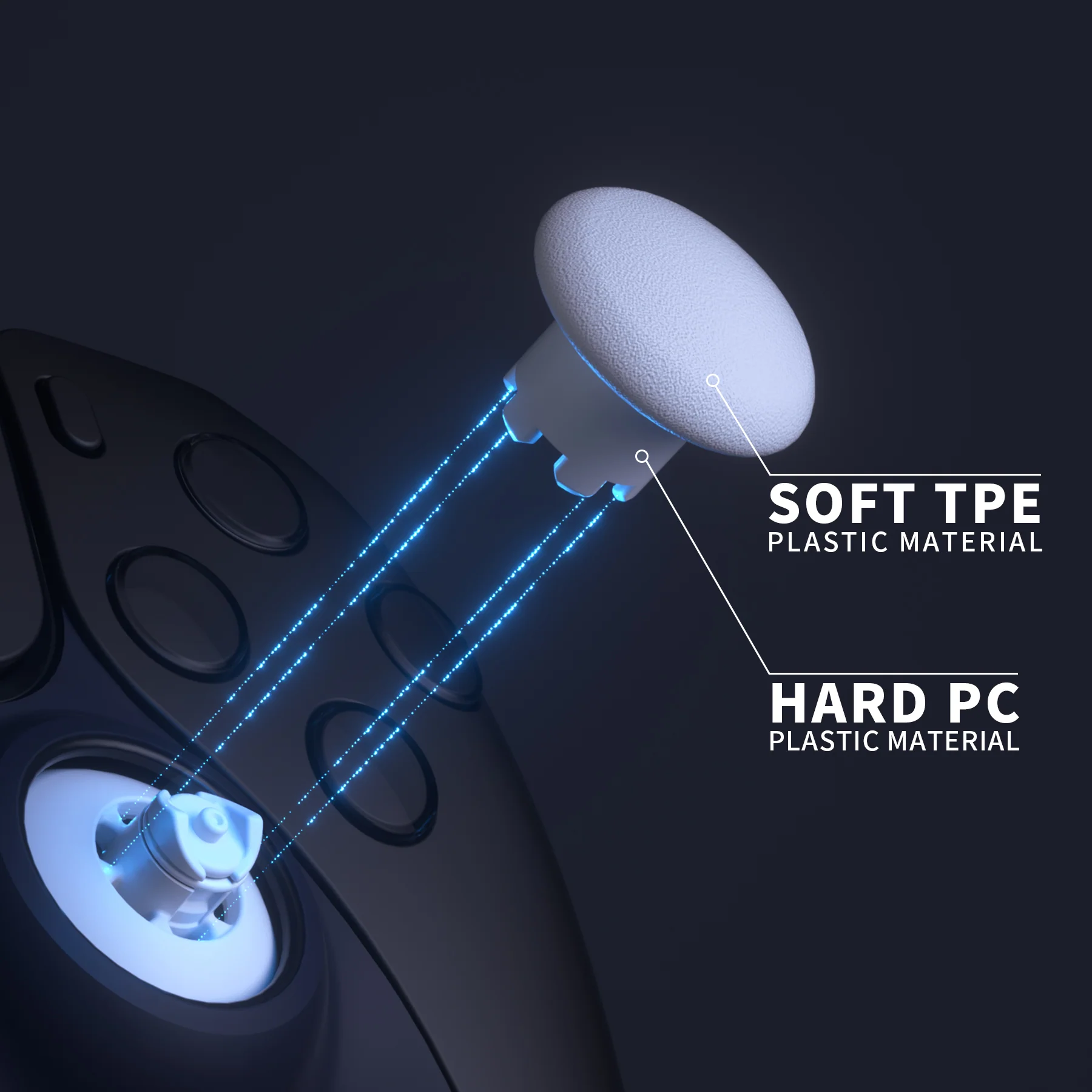 eXtremeRate EDGE Sticks Replacement Interchangeable Thumbsticks for PS5 & PS4 All Model Controllers - Robot White - Image 7