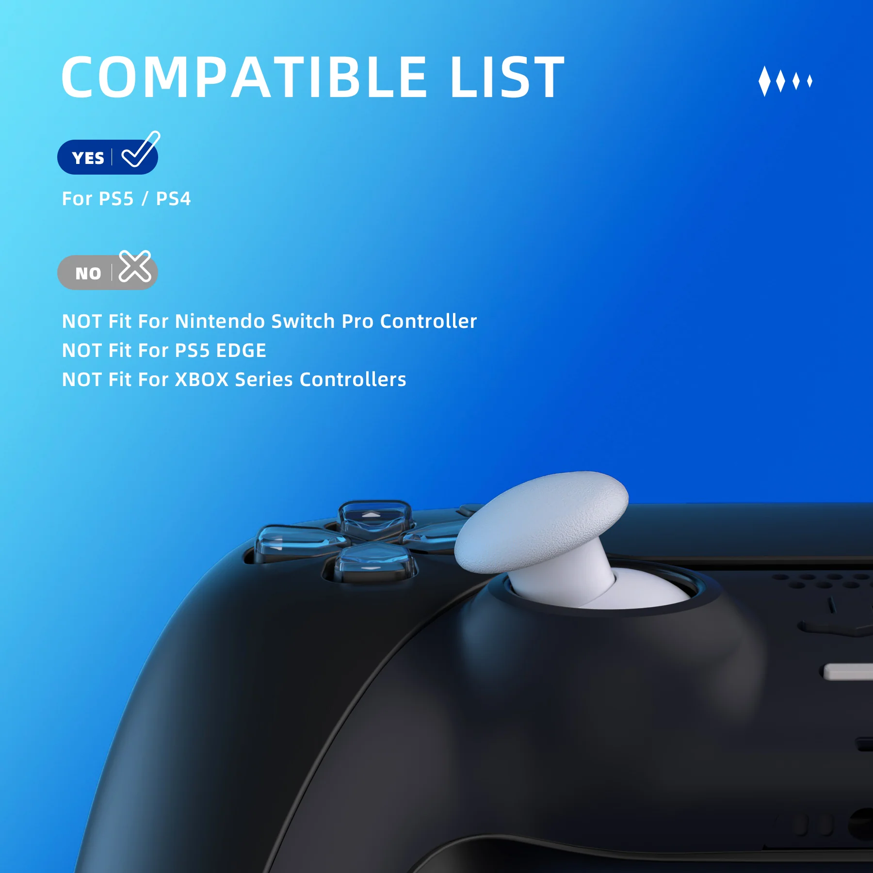 eXtremeRate EDGE Sticks Replacement Interchangeable Thumbsticks for PS5 & PS4 All Model Controllers - Solid White - Image 5