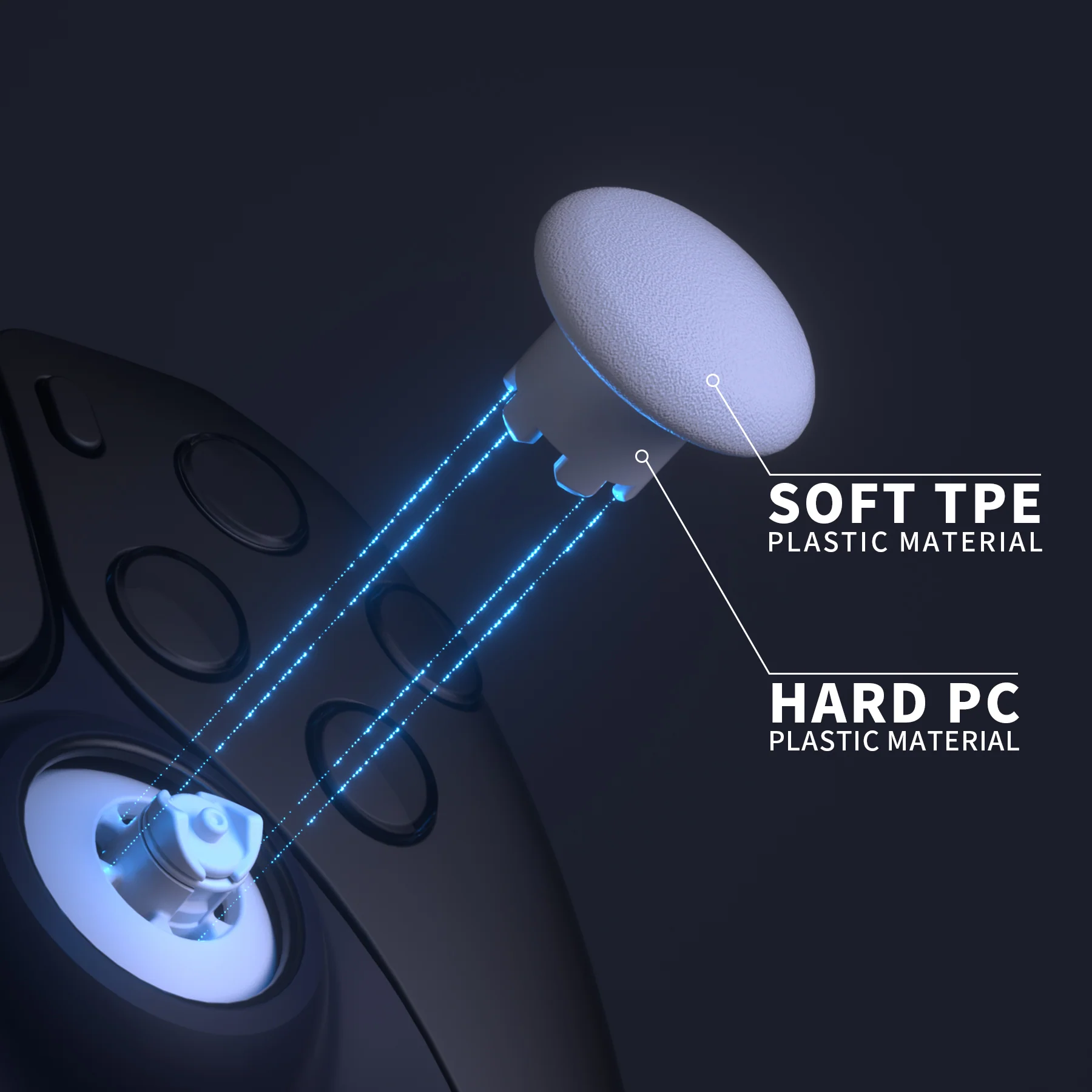 eXtremeRate EDGE Sticks Replacement Interchangeable Thumbsticks for PS5 & PS4 All Model Controllers - Solid White - Image 7