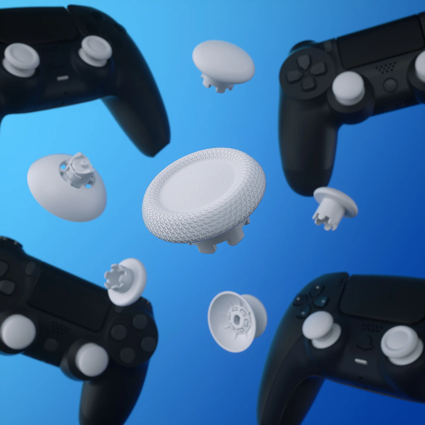 eXtremeRate EDGE Sticks Replacement Interchangeable Thumbsticks for PS5 & PS4 All Model Controllers - Solid White - Image 8