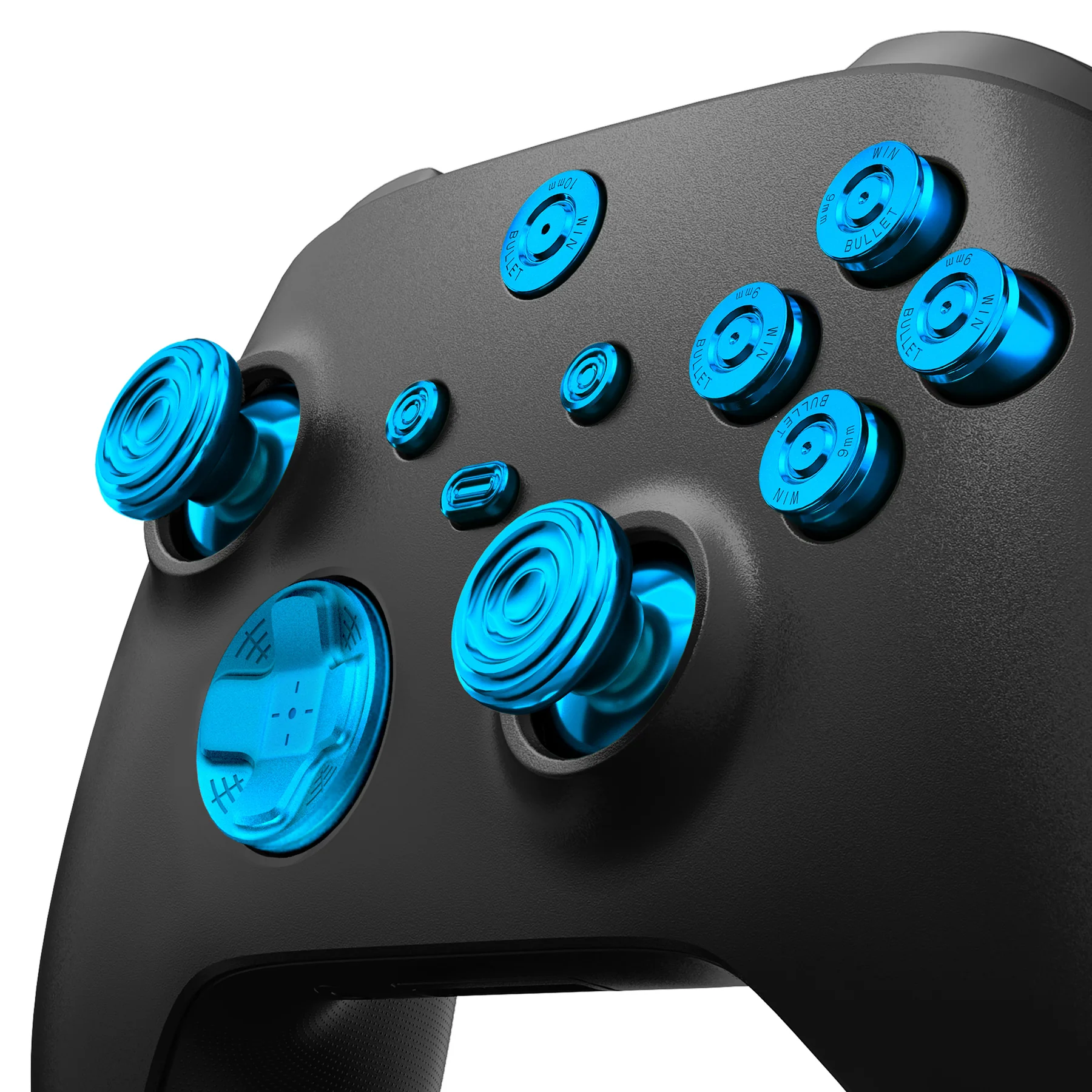 eXtremeRate 11 in 1 Custom Gold Metal Buttons for Xbox Series X/S Controller & Xbox Core Controller - Blue - Image 5