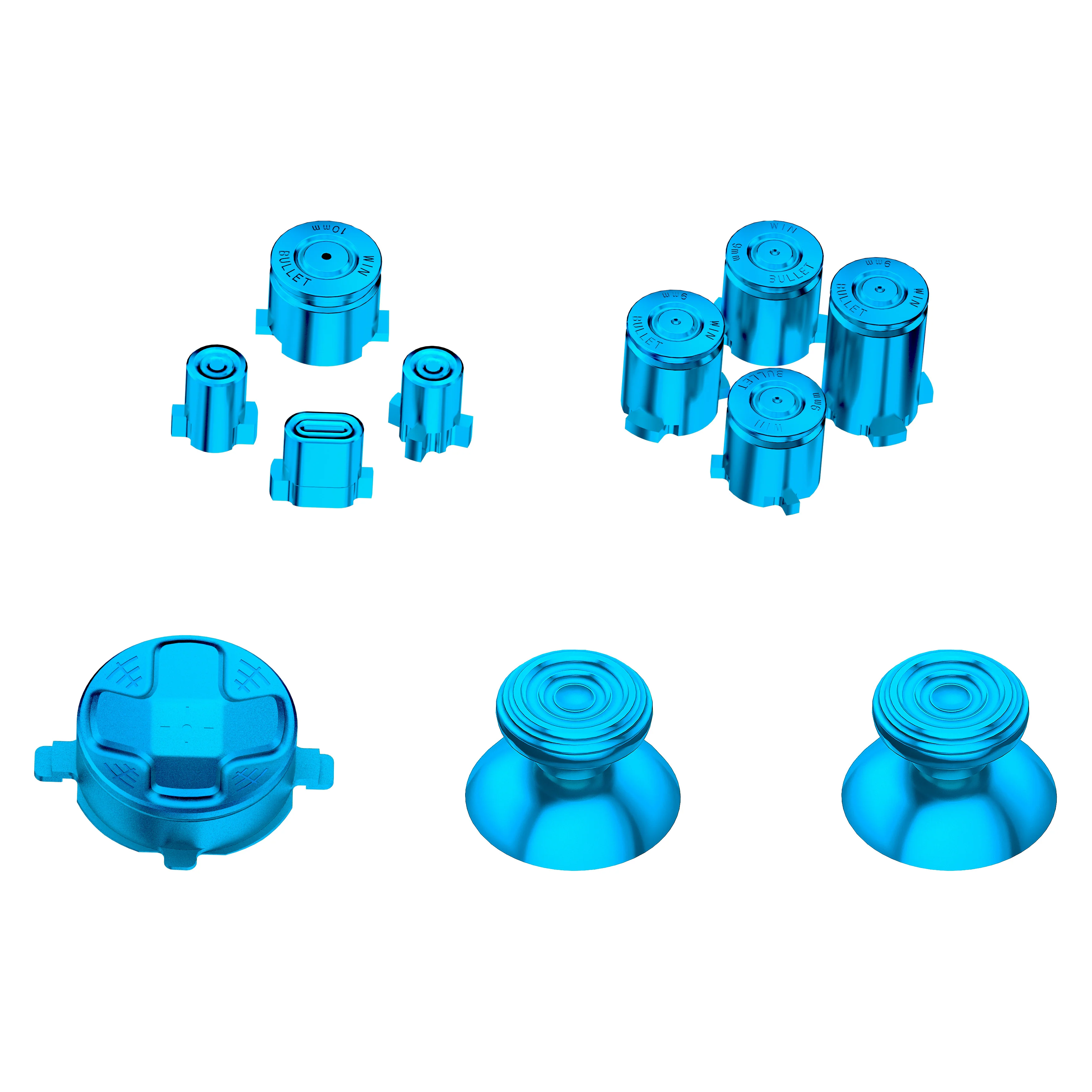 eXtremeRate 11 in 1 Custom Gold Metal Buttons for Xbox Series X/S Controller & Xbox Core Controller - Blue - Image 8