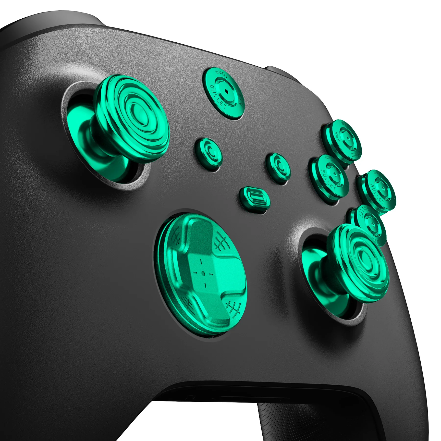 eXtremeRate 11 in 1 Custom Gold Metal Buttons for Xbox Series X/S Controller & Xbox Core Controller - Green - Image 5