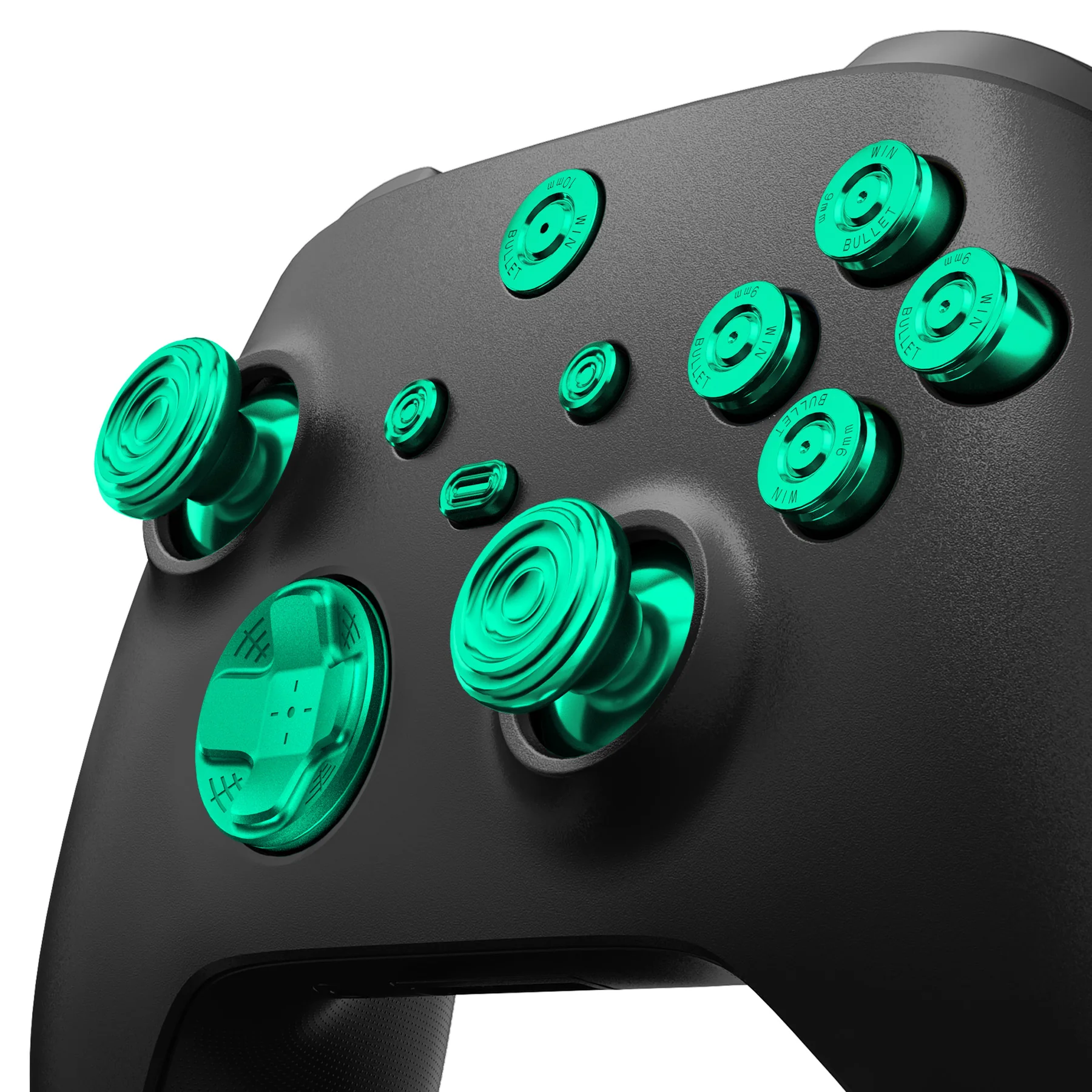 eXtremeRate 11 in 1 Custom Gold Metal Buttons for Xbox Series X/S Controller & Xbox Core Controller - Green - Image 6