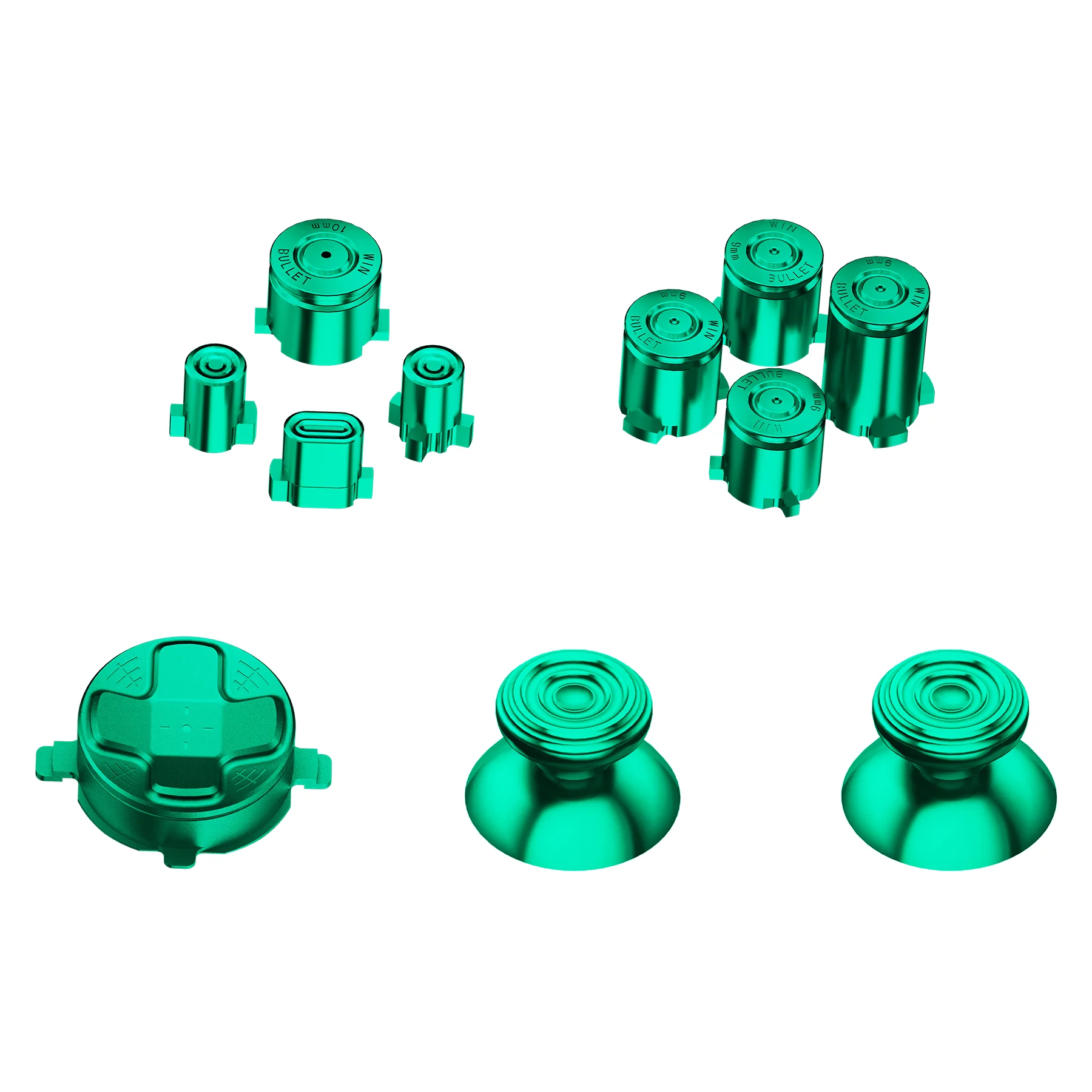 eXtremeRate 11 in 1 Custom Gold Metal Buttons for Xbox Series X/S Controller & Xbox Core Controller - Green - Image 8
