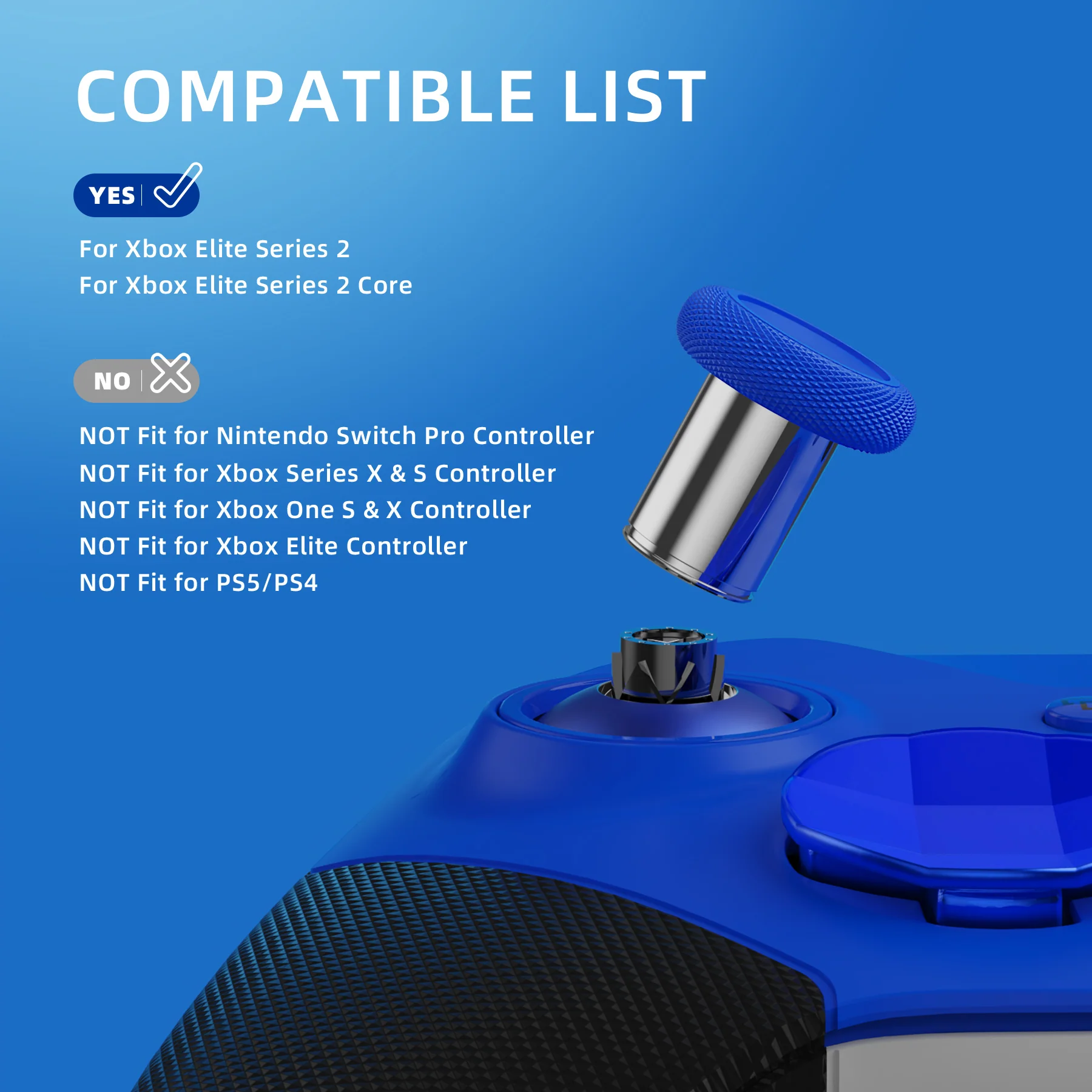 eXtremeRate 13 in 1 Component Pack Kit Replacement Metal Thumbsticks & D-Pads & Paddles for Xbox Elite Series 2 & Elite 2 Core Controller (Model 1797) - Blue & Metallic Silver - Image 7