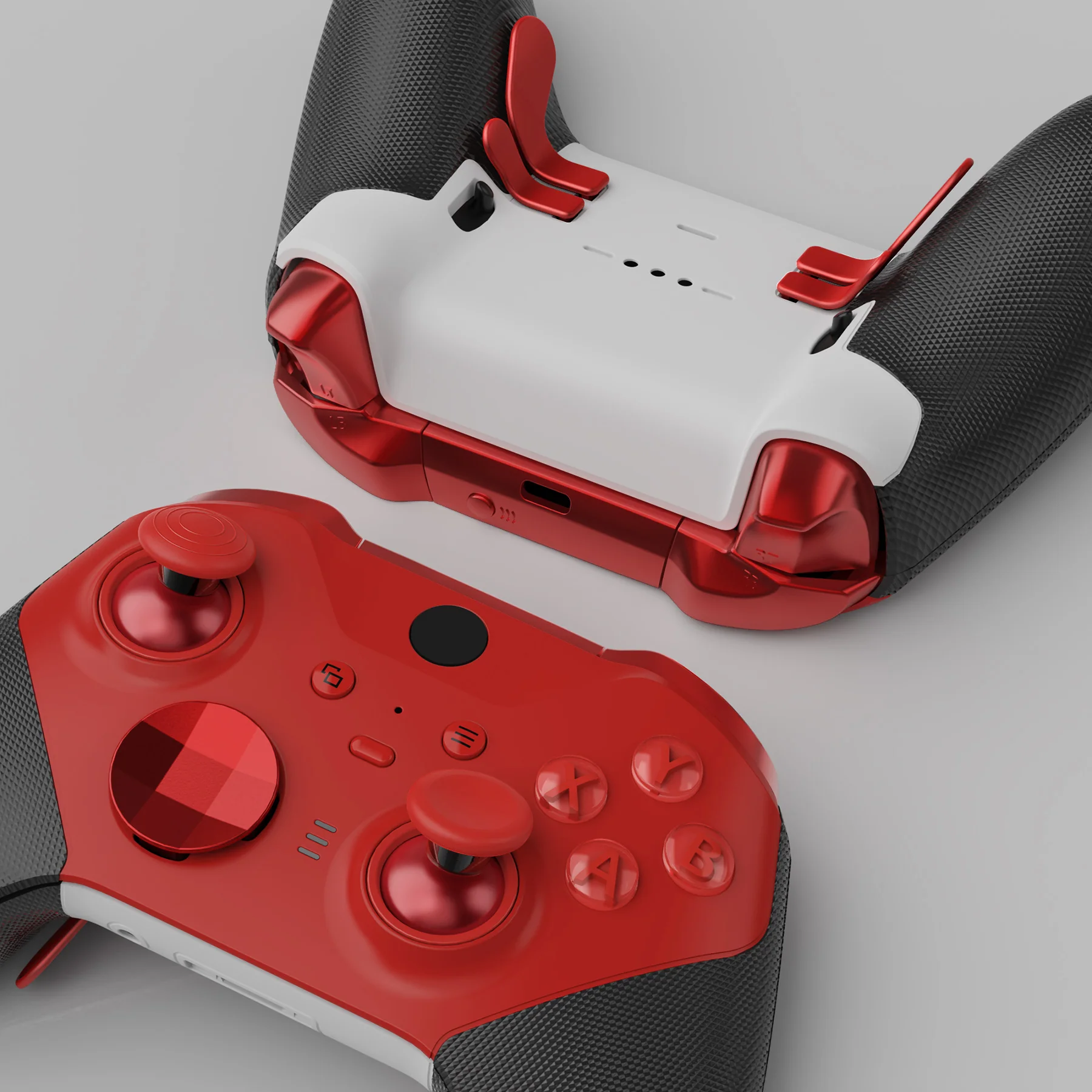 eXtremeRate 13 in 1 Component Pack Kit Replacement Metal Thumbsticks & D-Pads & Paddles for Xbox Elite Series 2 & Elite 2 Core Controller (Model 1797) - Scarlet Red & Metallic Silver - Image 3