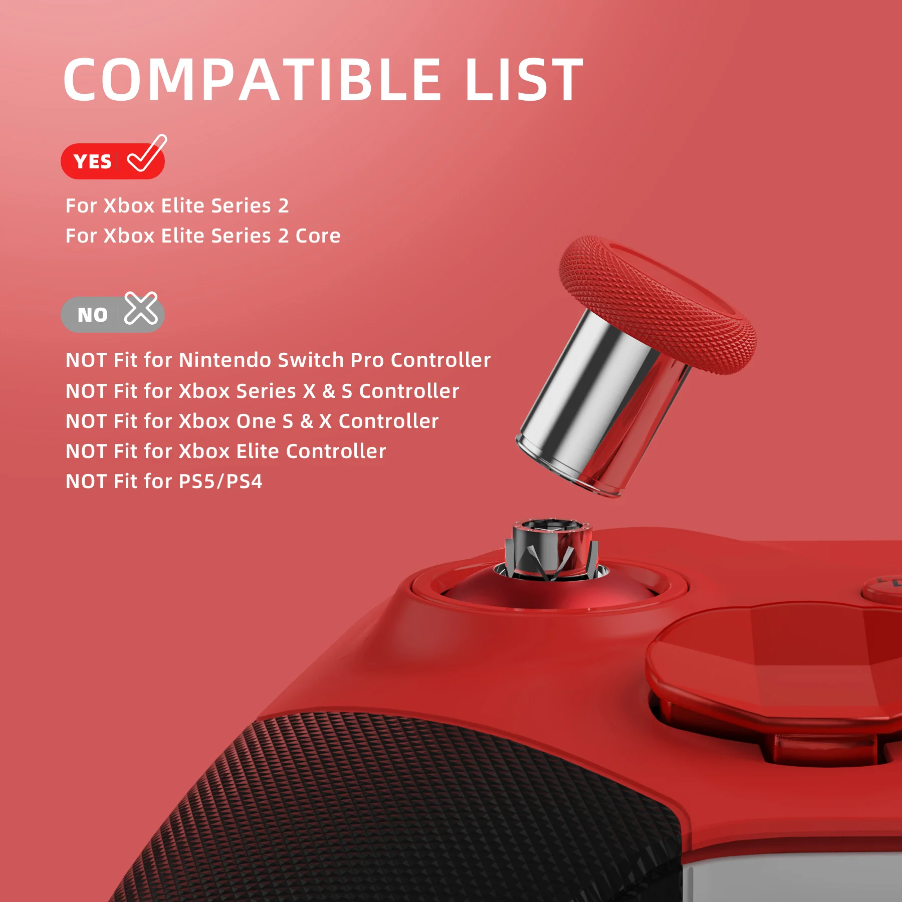 eXtremeRate 13 in 1 Component Pack Kit Replacement Metal Thumbsticks & D-Pads & Paddles for Xbox Elite Series 2 & Elite 2 Core Controller (Model 1797) - Scarlet Red & Metallic Silver - Image 7