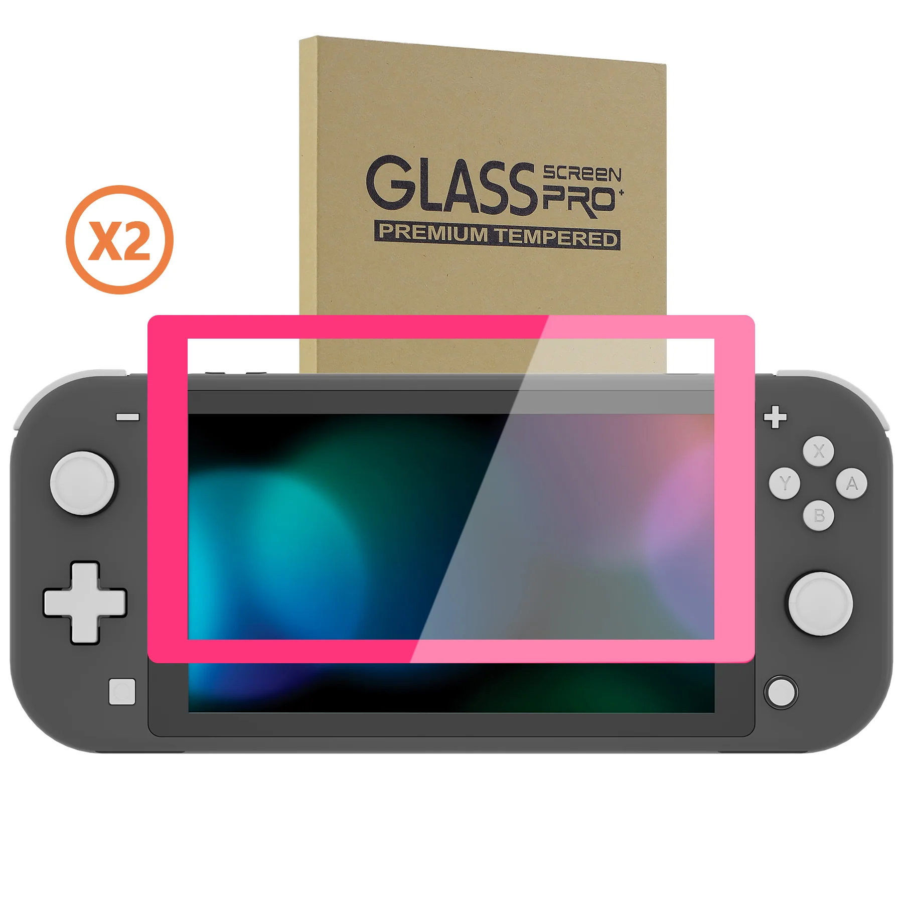eXtremeRate 2 Pack Anti-Scratch Transparent HD Tempered Glass Screen Protector for Nintendo Switch Lite - Bright Pink - Image 10