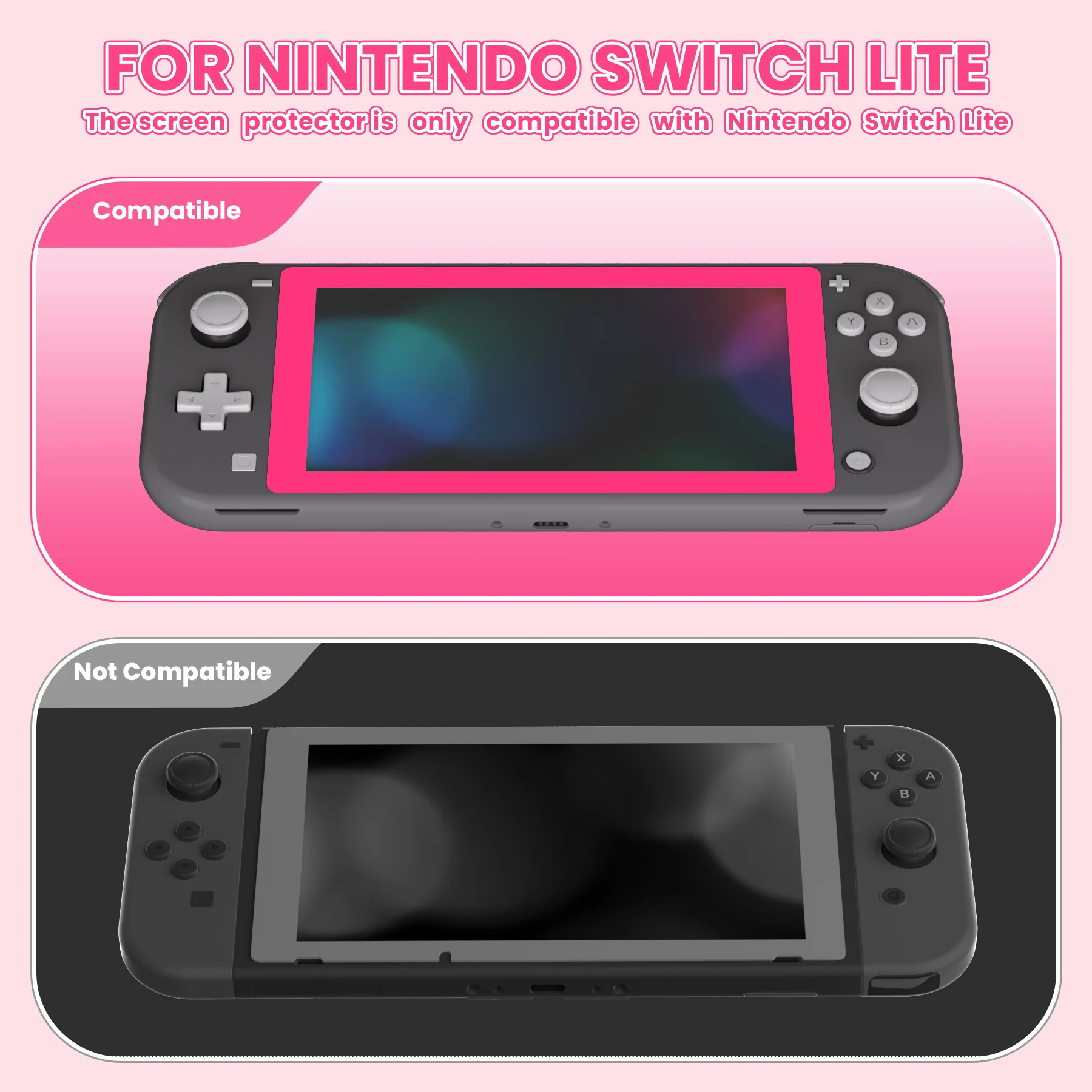 eXtremeRate 2 Pack Anti-Scratch Transparent HD Tempered Glass Screen Protector for Nintendo Switch Lite - Bright Pink - Image 3