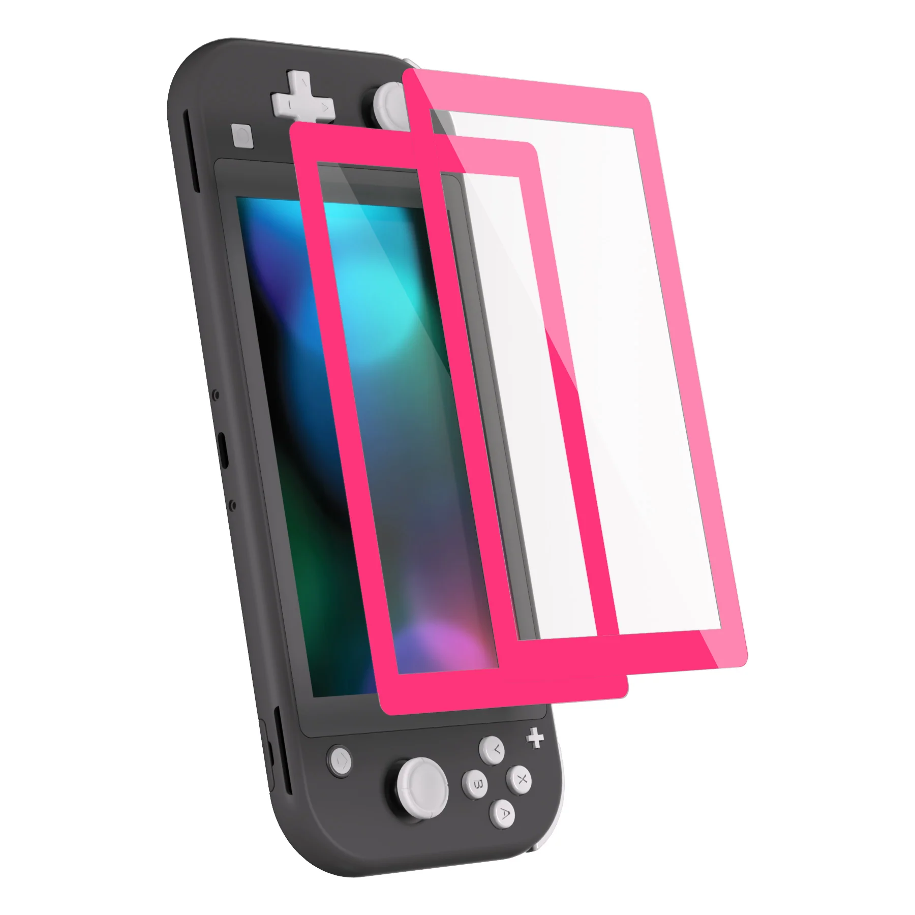 eXtremeRate 2 Pack Anti-Scratch Transparent HD Tempered Glass Screen Protector for Nintendo Switch Lite - Bright Pink - Image 9