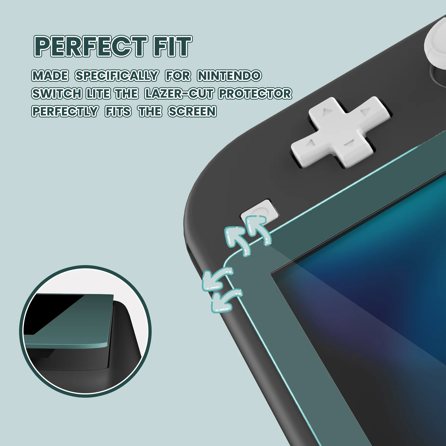 eXtremeRate 2 Pack Anti-Scratch Transparent HD Tempered Glass Screen Protector for Nintendo Switch Lite - Hunter Green - Image 4