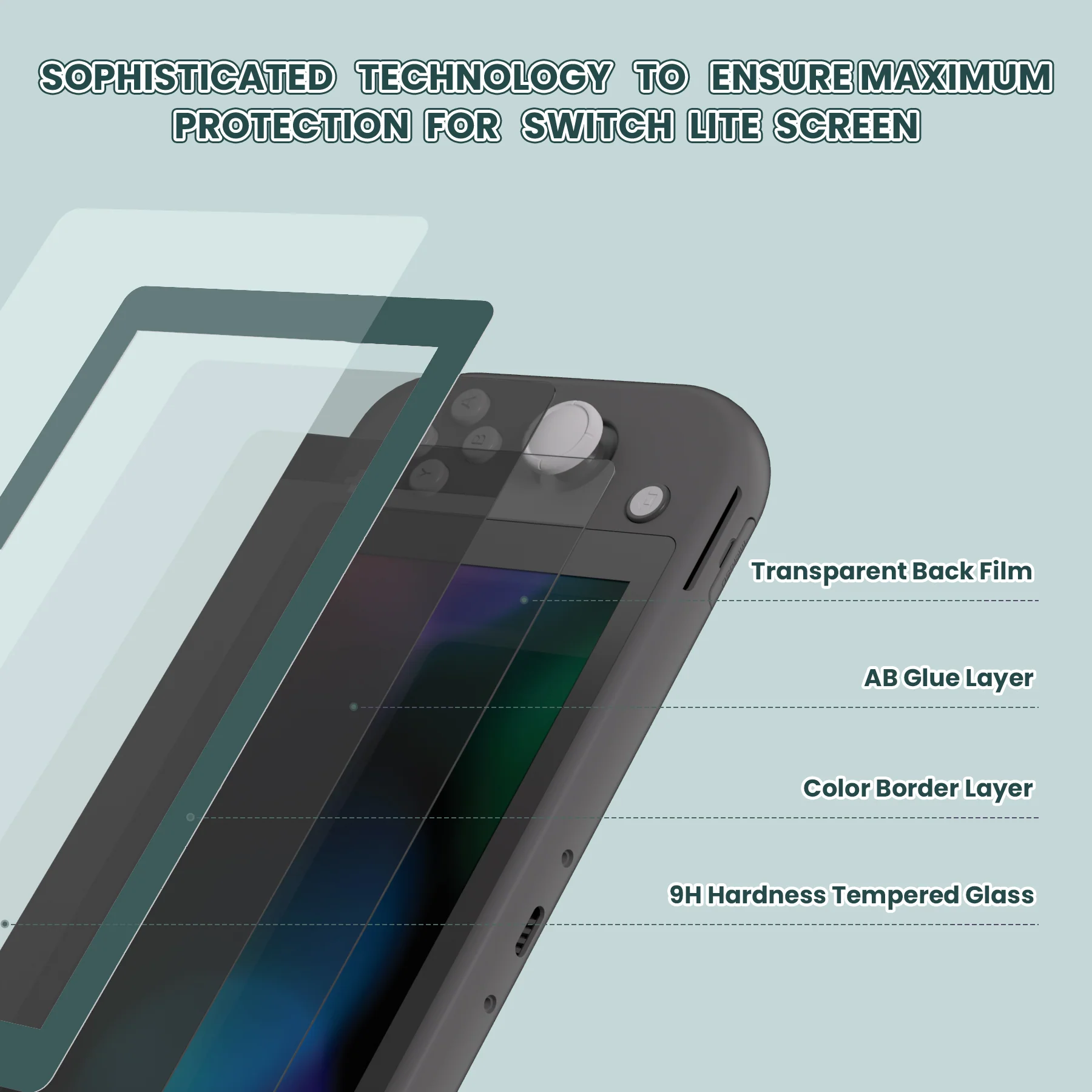 eXtremeRate 2 Pack Anti-Scratch Transparent HD Tempered Glass Screen Protector for Nintendo Switch Lite - Hunter Green - Image 5