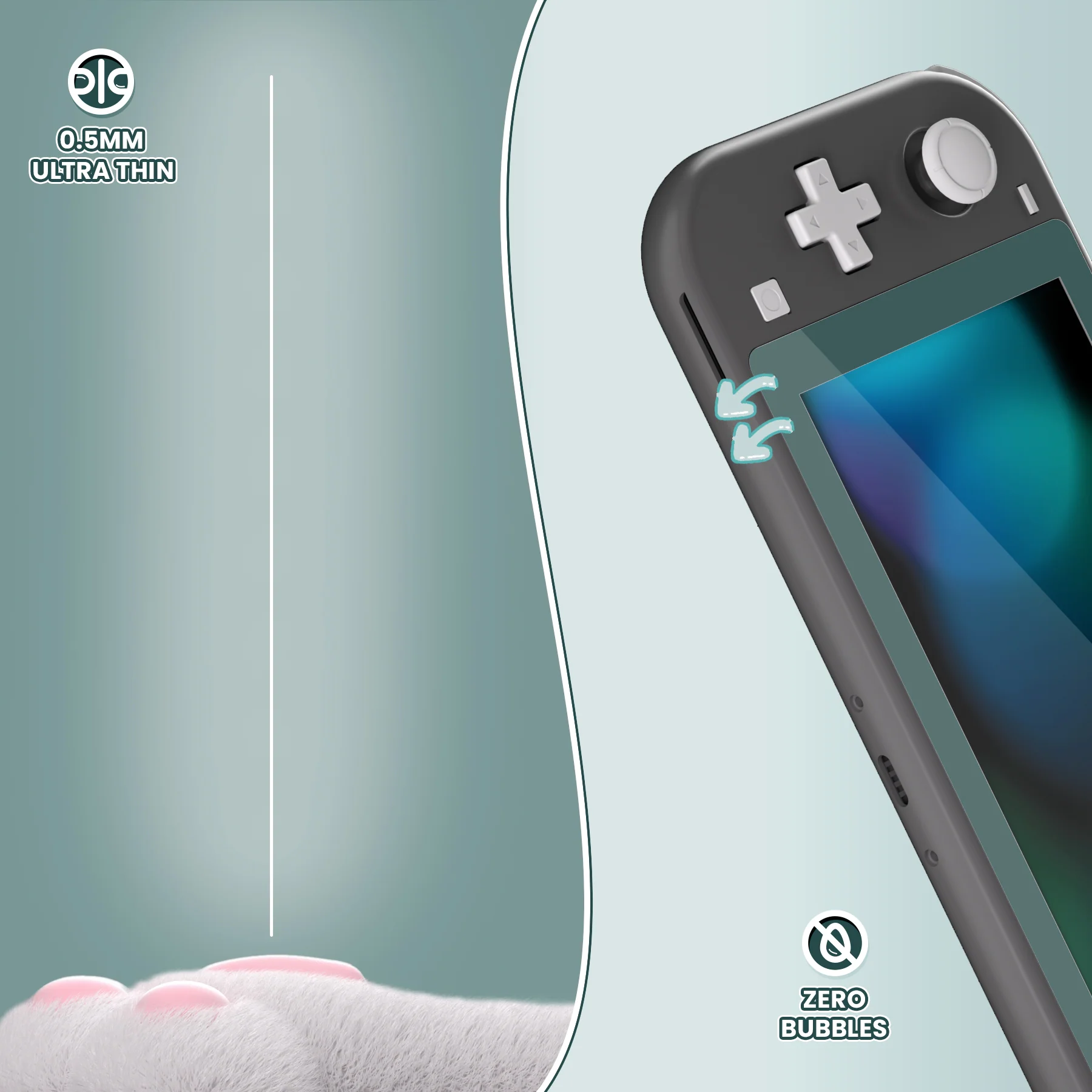 eXtremeRate 2 Pack Anti-Scratch Transparent HD Tempered Glass Screen Protector for Nintendo Switch Lite - Hunter Green - Image 6