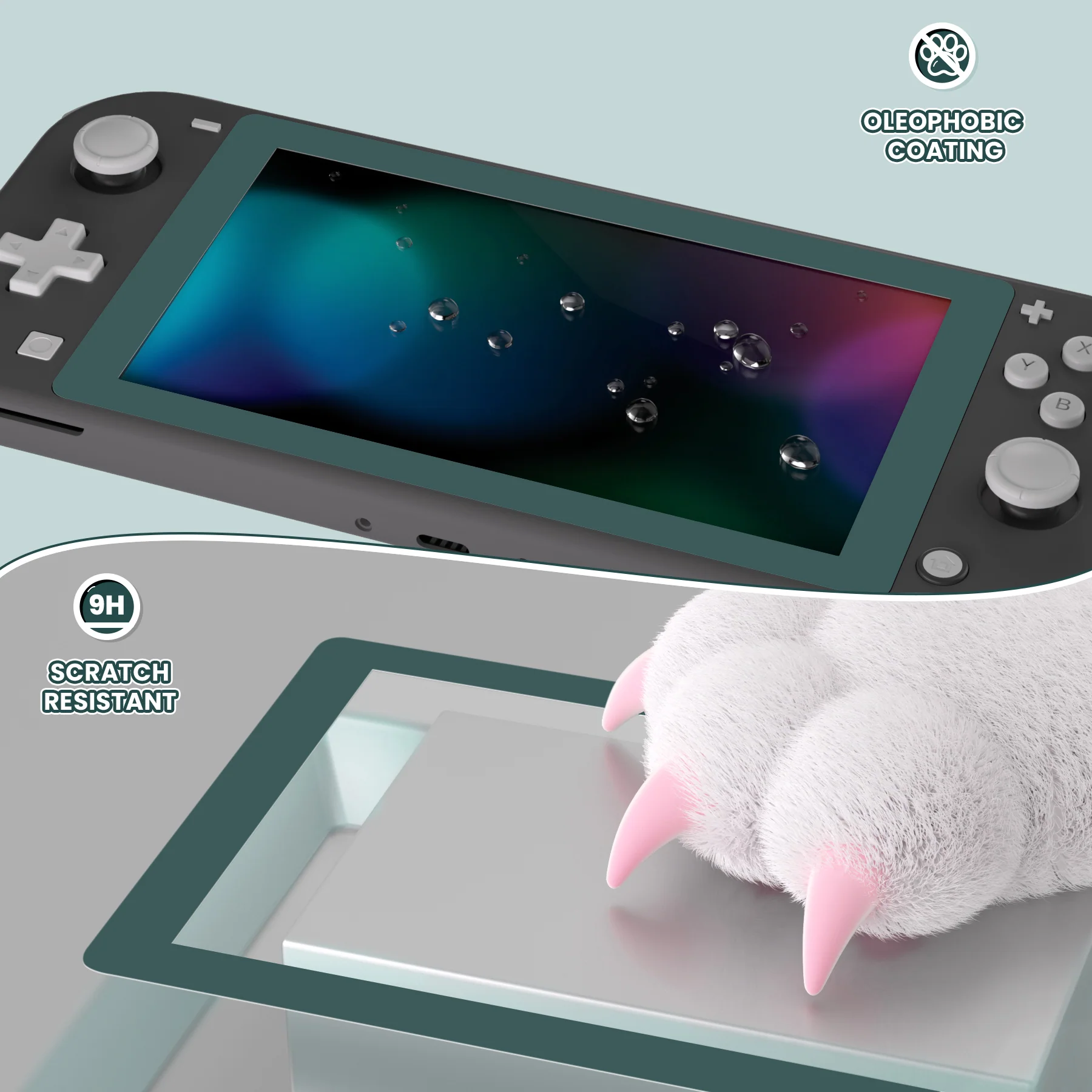eXtremeRate 2 Pack Anti-Scratch Transparent HD Tempered Glass Screen Protector for Nintendo Switch Lite - Hunter Green - Image 7
