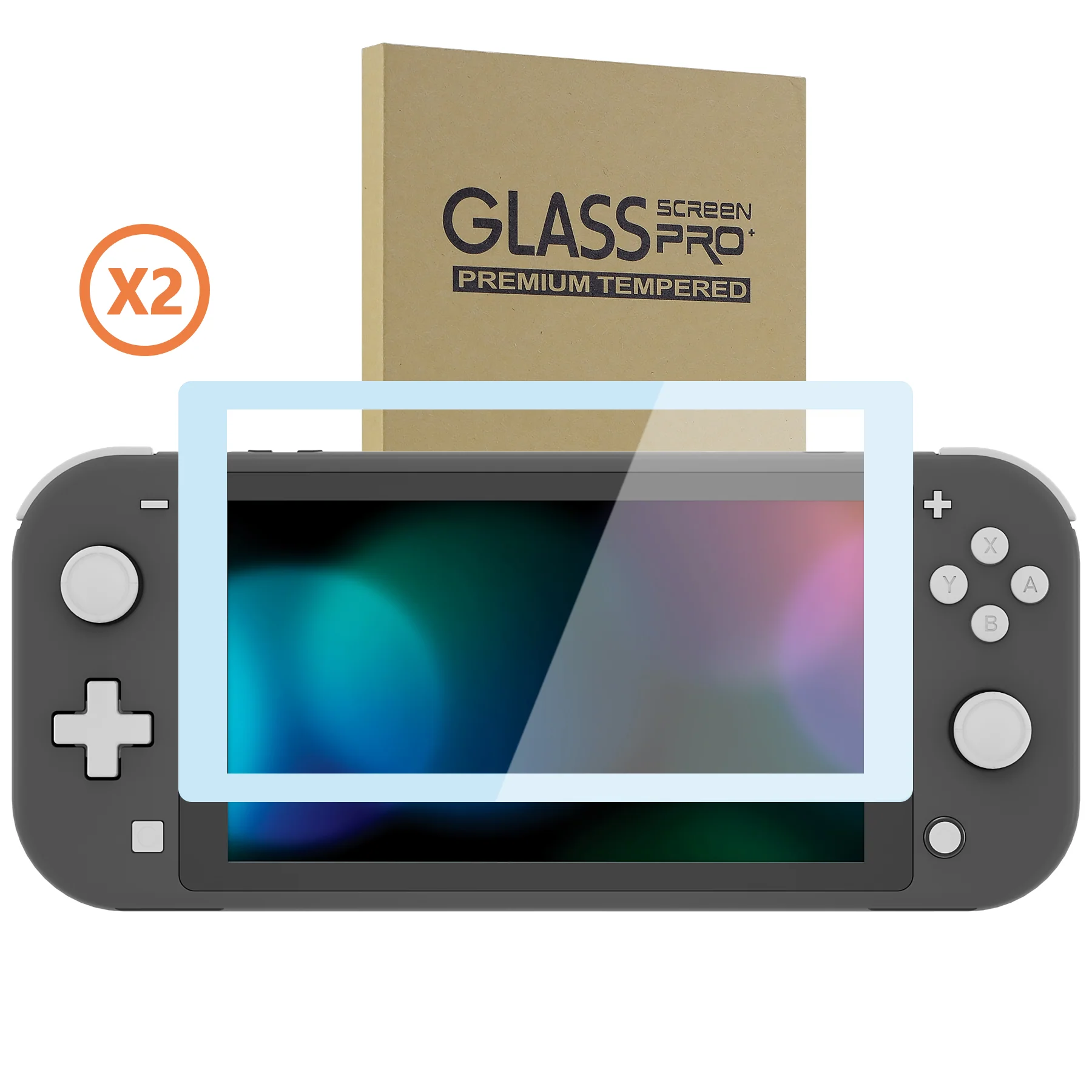 eXtremeRate 2 Pack Anti-Scratch Transparent HD Tempered Glass Screen Protector for Nintendo Switch Lite - Sky Blue Border - Image 10