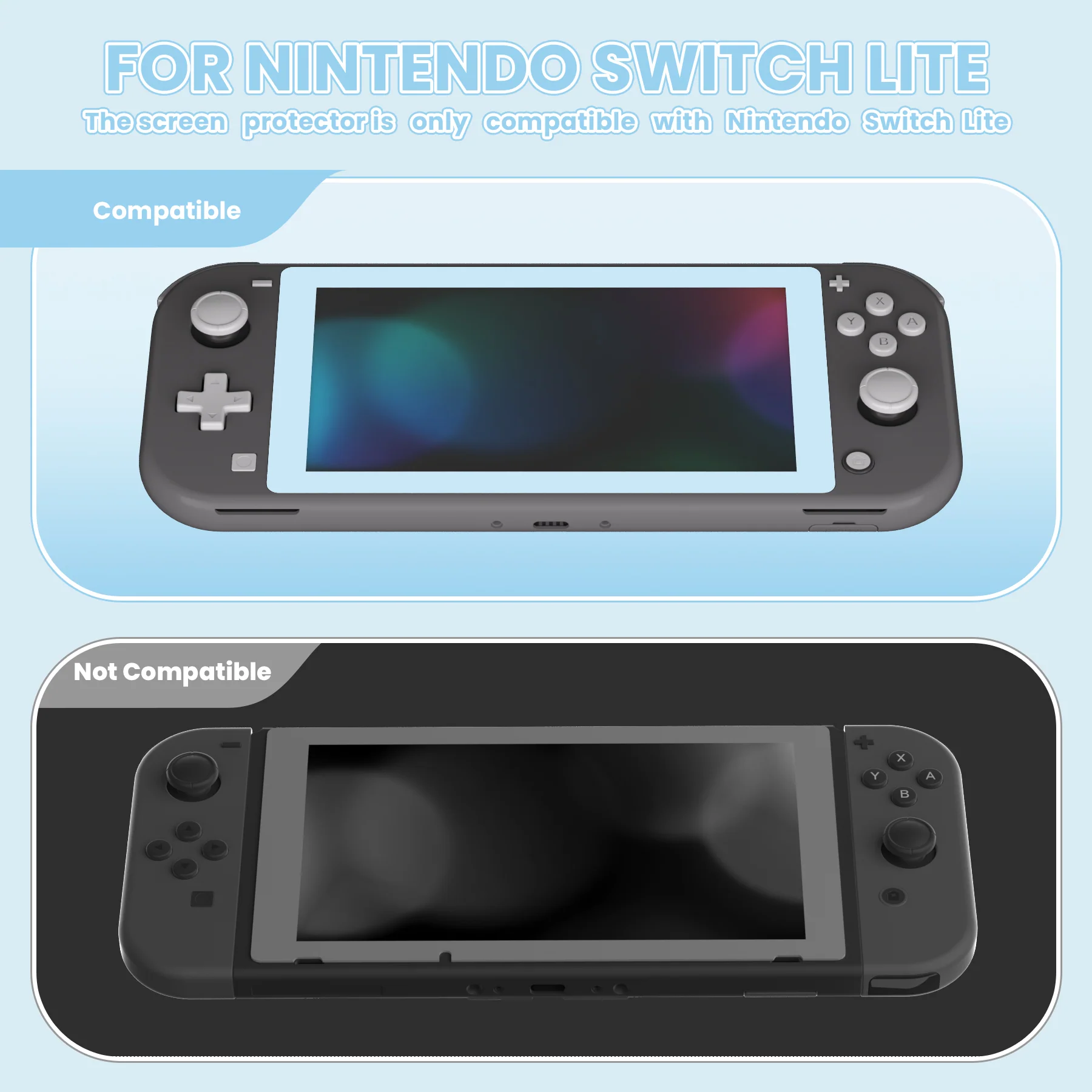 eXtremeRate 2 Pack Anti-Scratch Transparent HD Tempered Glass Screen Protector for Nintendo Switch Lite - Sky Blue Border - Image 4