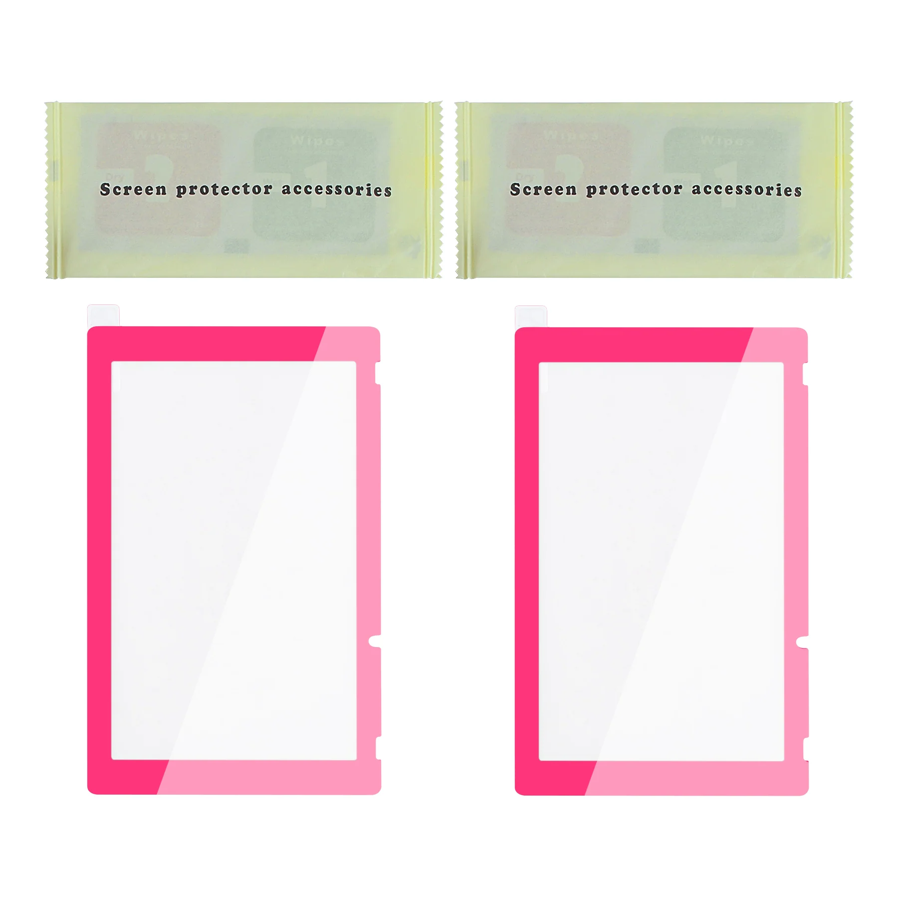 eXtremeRate 2 Pack Transparent HD Clear Tempered Glass Screen Protector for Nintendo Switch - Bright Pink - Image 2