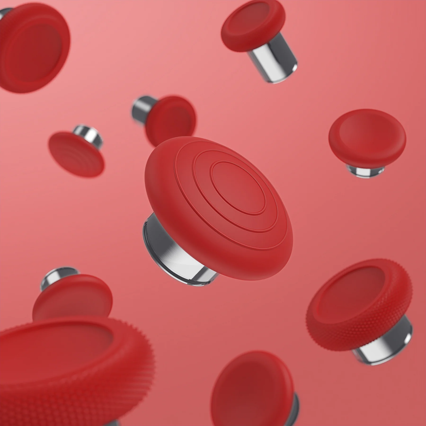 eXtremeRate 6 in 1 Metal Replacement Thumbsticks for Xbox Elite Series 2 & Elite 2 Core Controller (Model 1797) - Scarlet Red & Metallic Silver - Image 10