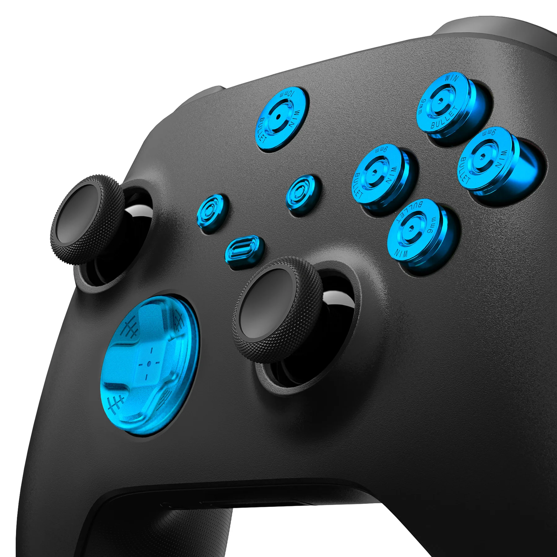 eXtremeRate 9 in 1 Custom Gold Metal Buttons for Xbox Series X/S Controller & Xbox Core Controller - Blue - Image 6