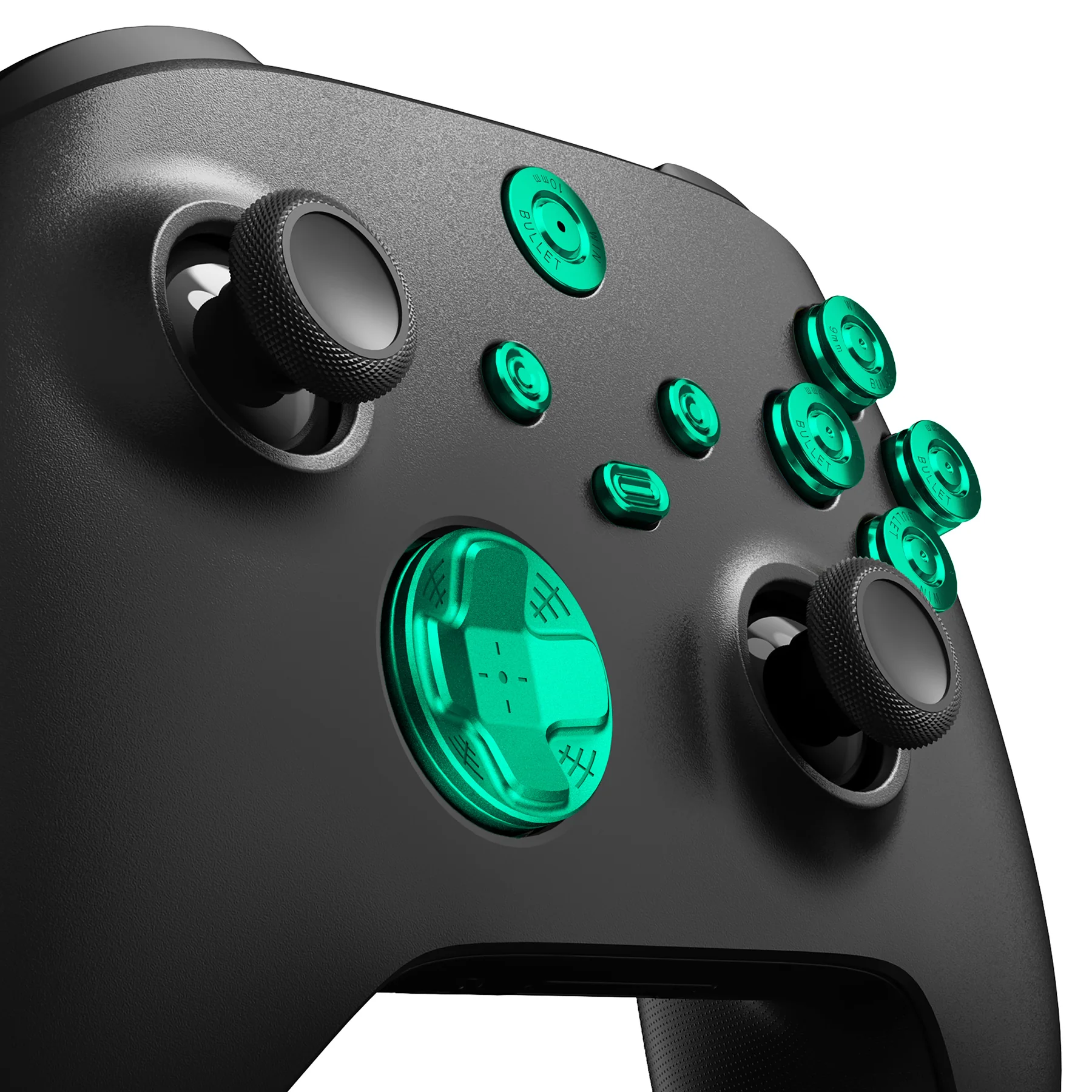 eXtremeRate 9 in 1 Custom Gold Metal Buttons for Xbox Series X/S Controller & Xbox Core Controller - Green - Image 7