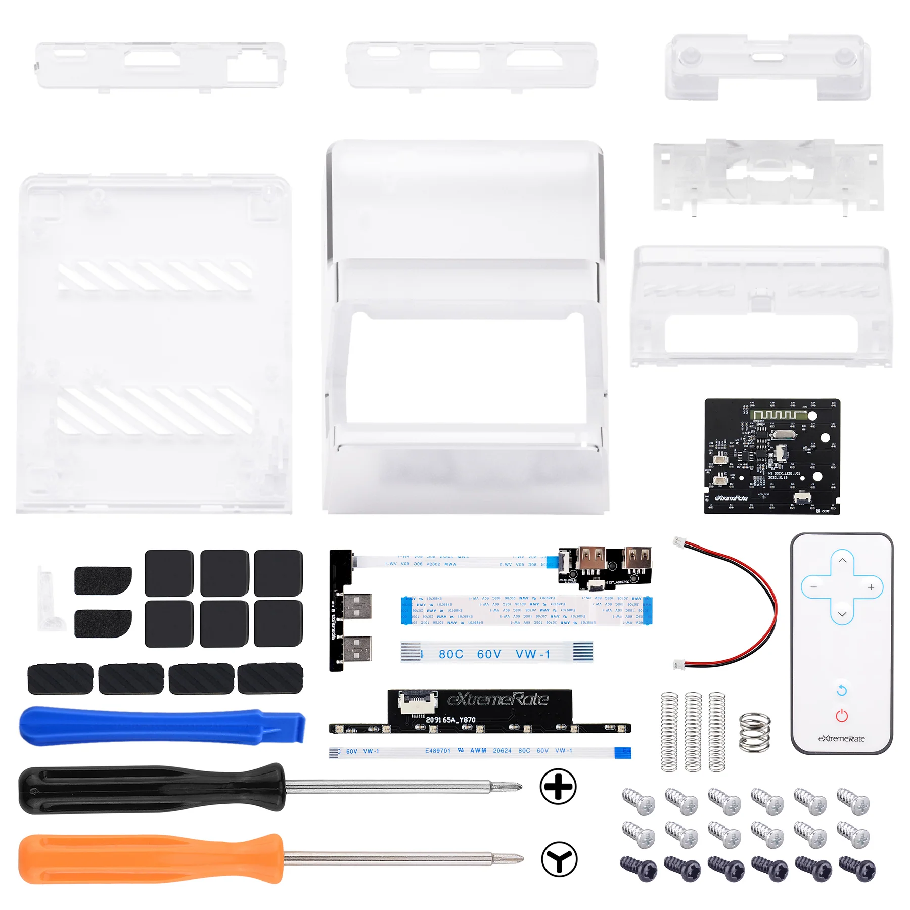eXtremeRate LED Version AiryDocky DIY Kit Replacement Shell Case with IR Remote Control for Nintendo Switch & Switch OLED Dock - Clear - Image 3