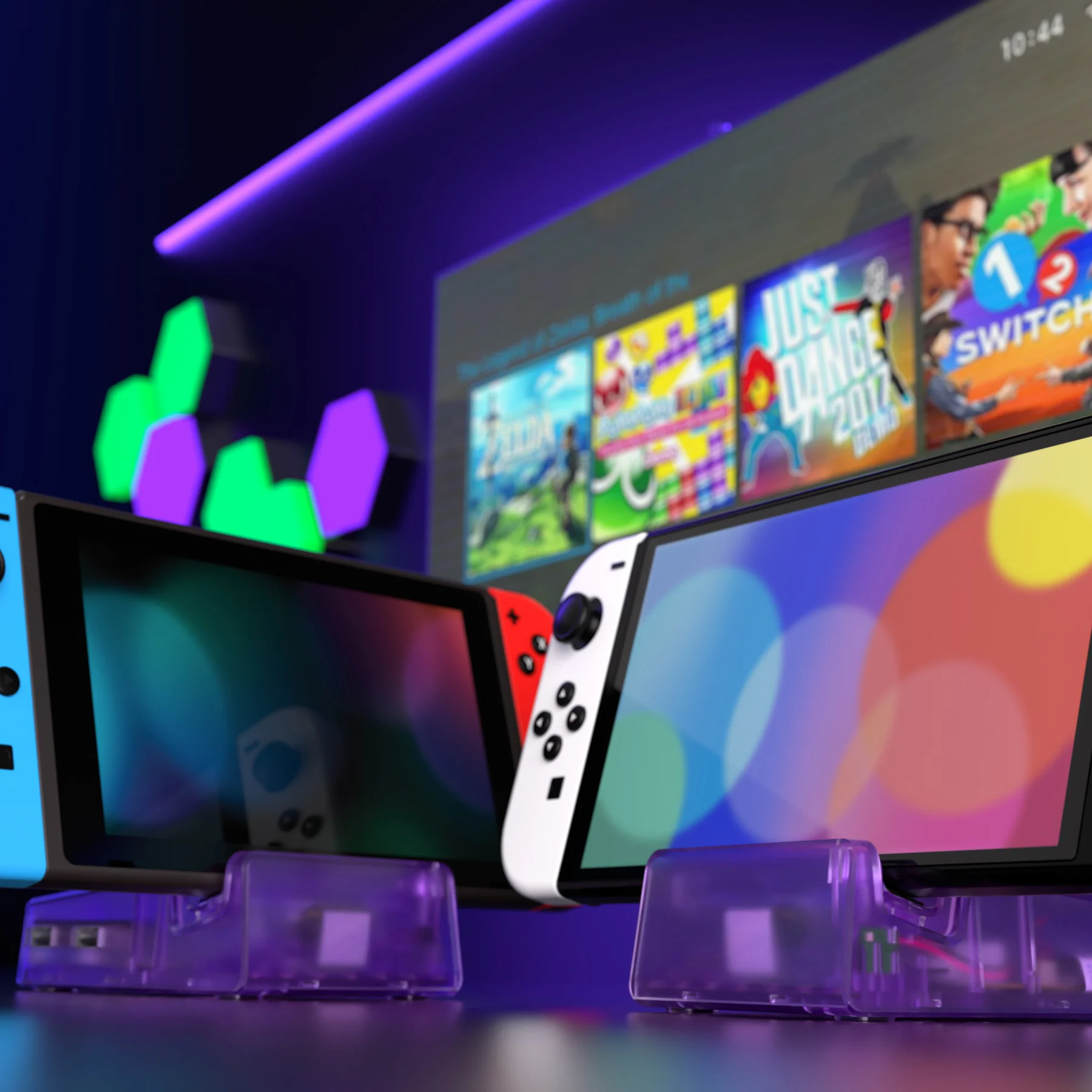 eXtremeRate AiryDocky DIY Kit Replacement Shell Case for Nintendo Switch Dock - Clear Atomic Purple - Image 7