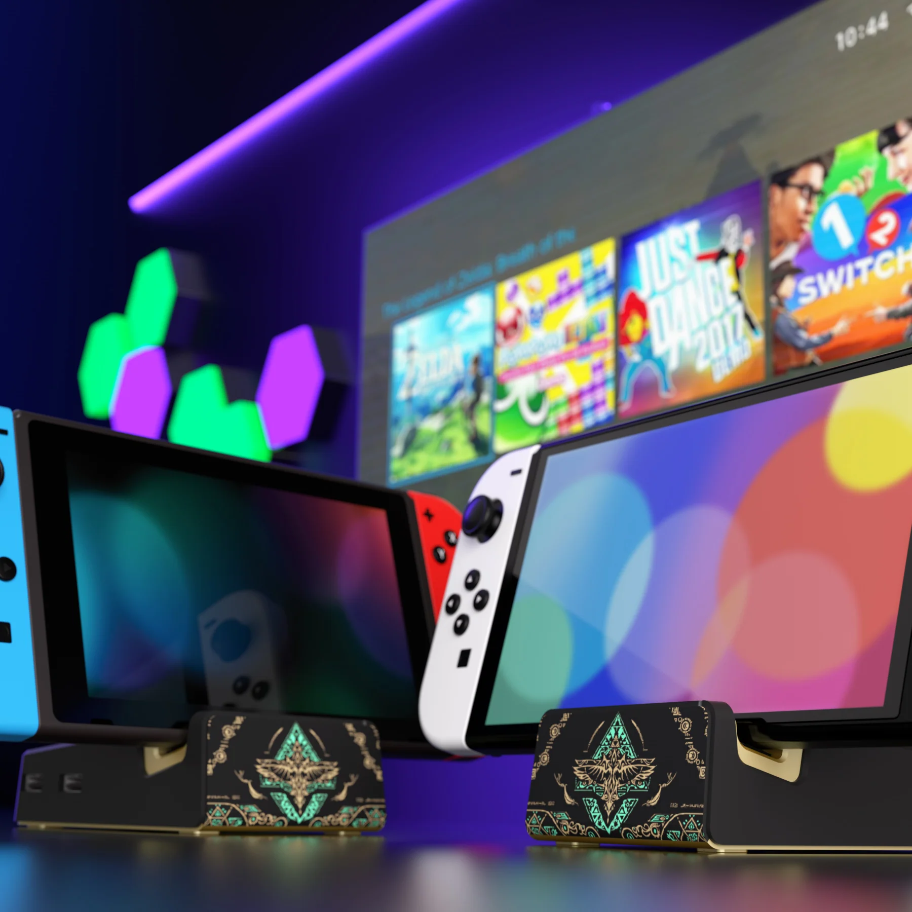 eXtremeRate AiryDocky DIY Kit Replacement Shell Case for Nintendo Switch Dock - Glow in Dark - Totem of Kingdom Black - Image 10
