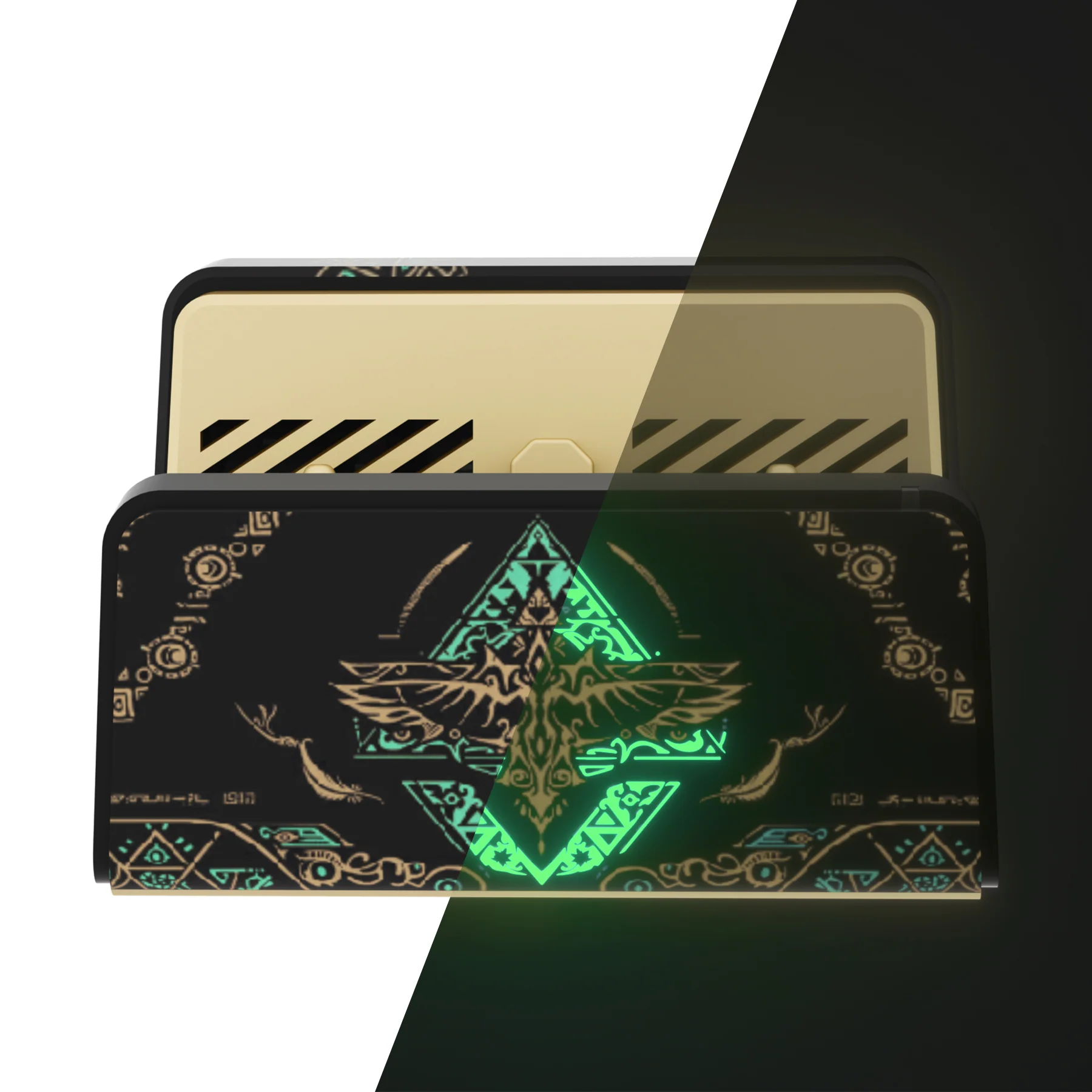 eXtremeRate AiryDocky DIY Kit Replacement Shell Case for Nintendo Switch Dock - Glow in Dark - Totem of Kingdom Black - Image 2