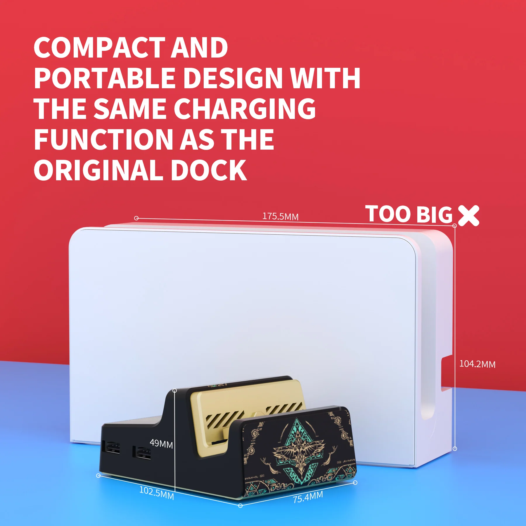 eXtremeRate AiryDocky DIY Kit Replacement Shell Case for Nintendo Switch Dock - Glow in Dark - Totem of Kingdom Black - Image 7