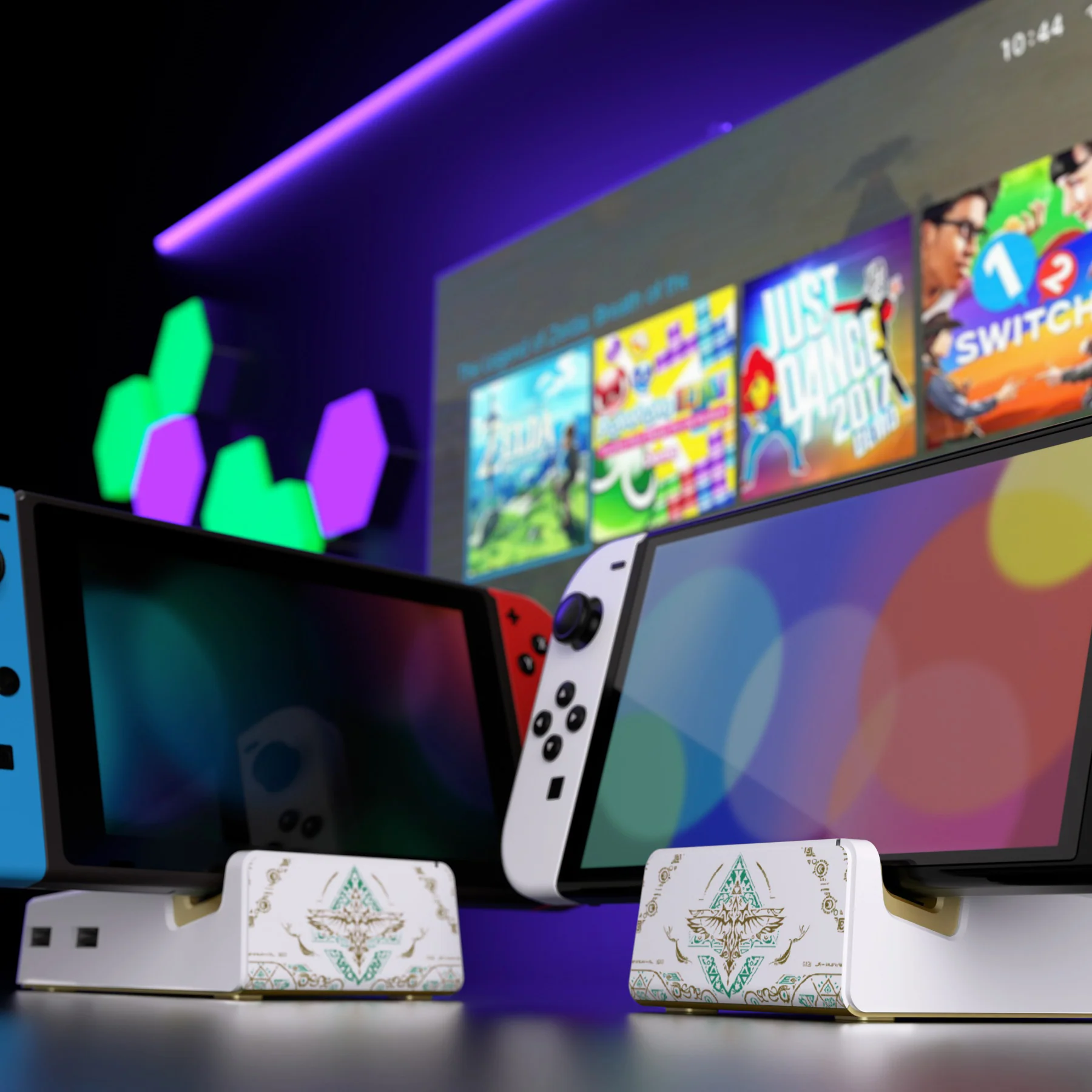 eXtremeRate AiryDocky DIY Kit Replacement Shell Case for Nintendo Switch Dock - Glow in Dark - Totem of Kingdom White - Image 11