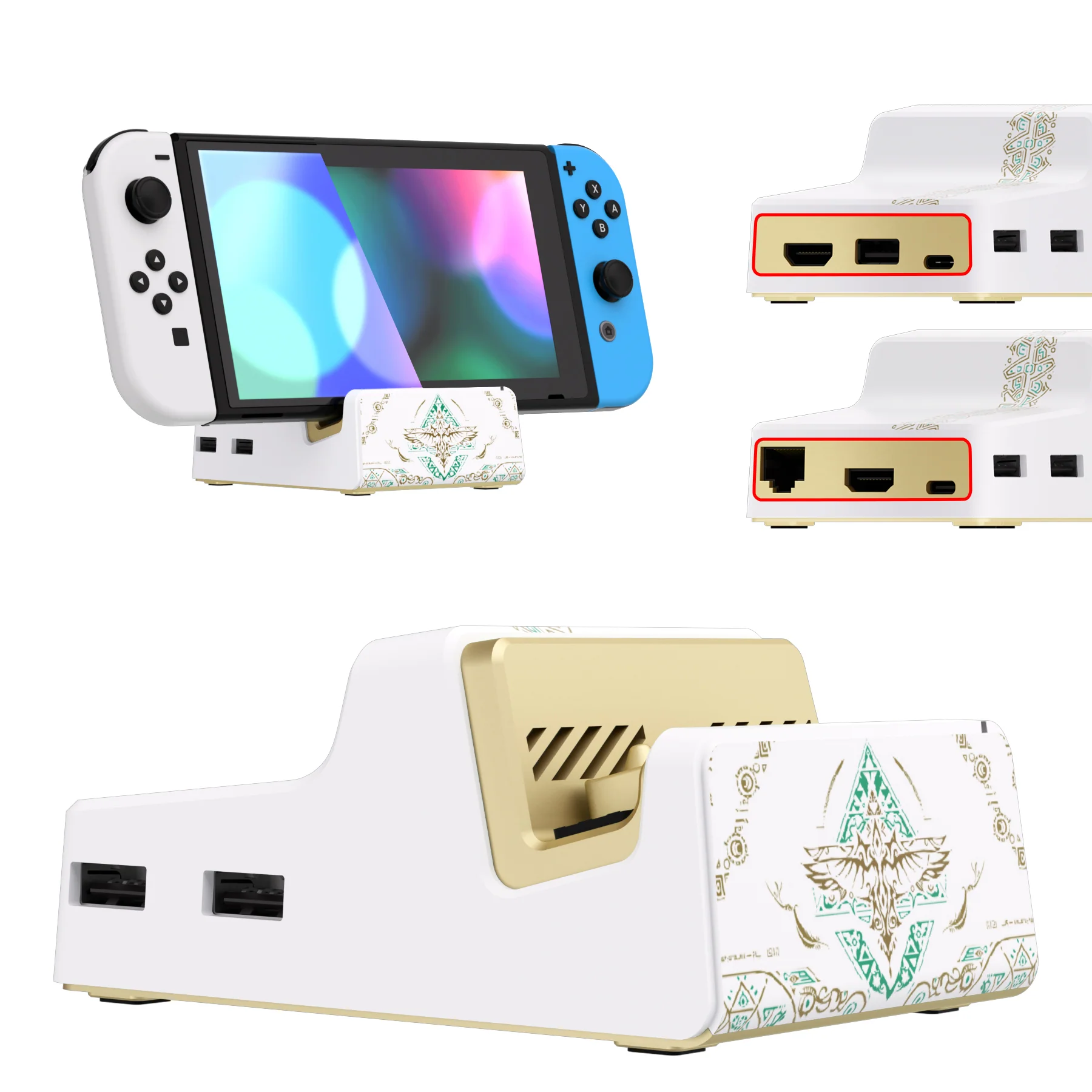 eXtremeRate AiryDocky DIY Kit Replacement Shell Case for Nintendo Switch Dock - Glow in Dark - Totem of Kingdom White - Image 5