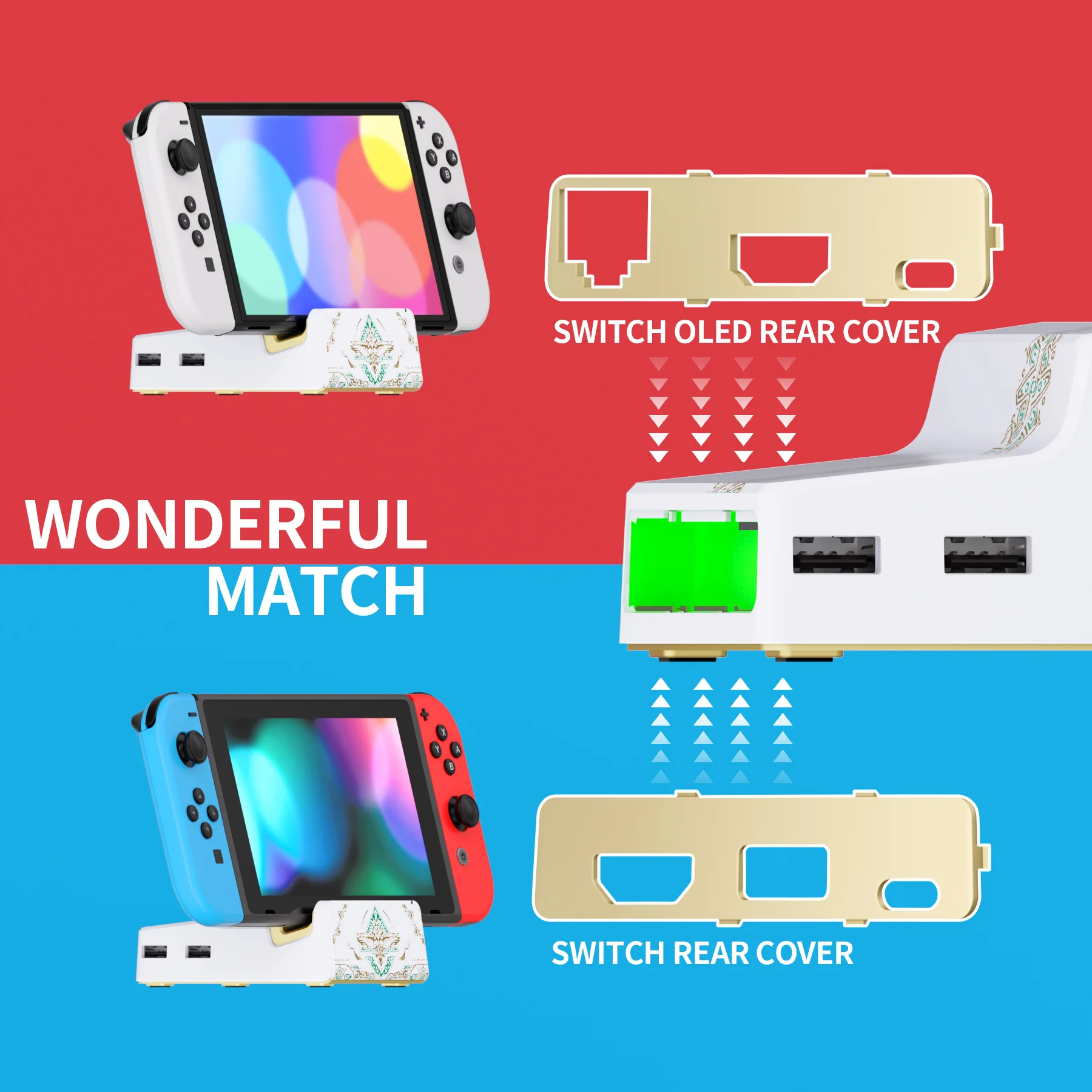 eXtremeRate AiryDocky DIY Kit Replacement Shell Case for Nintendo Switch Dock - Glow in Dark - Totem of Kingdom White - Image 7
